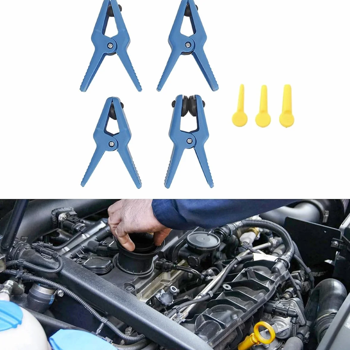 Ausi Abrazaderas para líneas de fluido (4 piezas, 3 tapones): para líneas de freno, mangueras de combustible, líneas de aire acondicionado y conexiones tipo banjo
