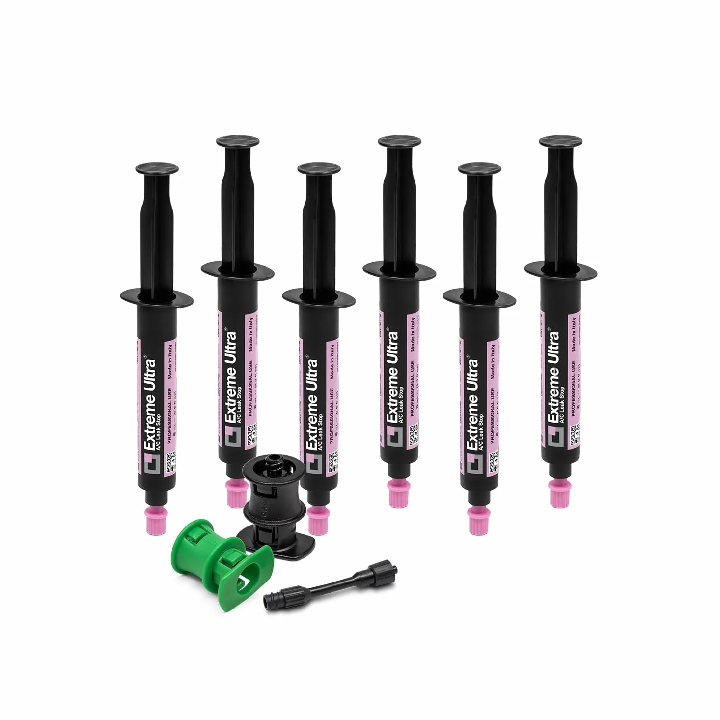 ERRECOM Extreme Ultra - 6 x 6 ml, Sellador de Fugas para Sistemas de Aire Acondicionado de Automóviles, incluye les adaptadores R134a y R1234yf