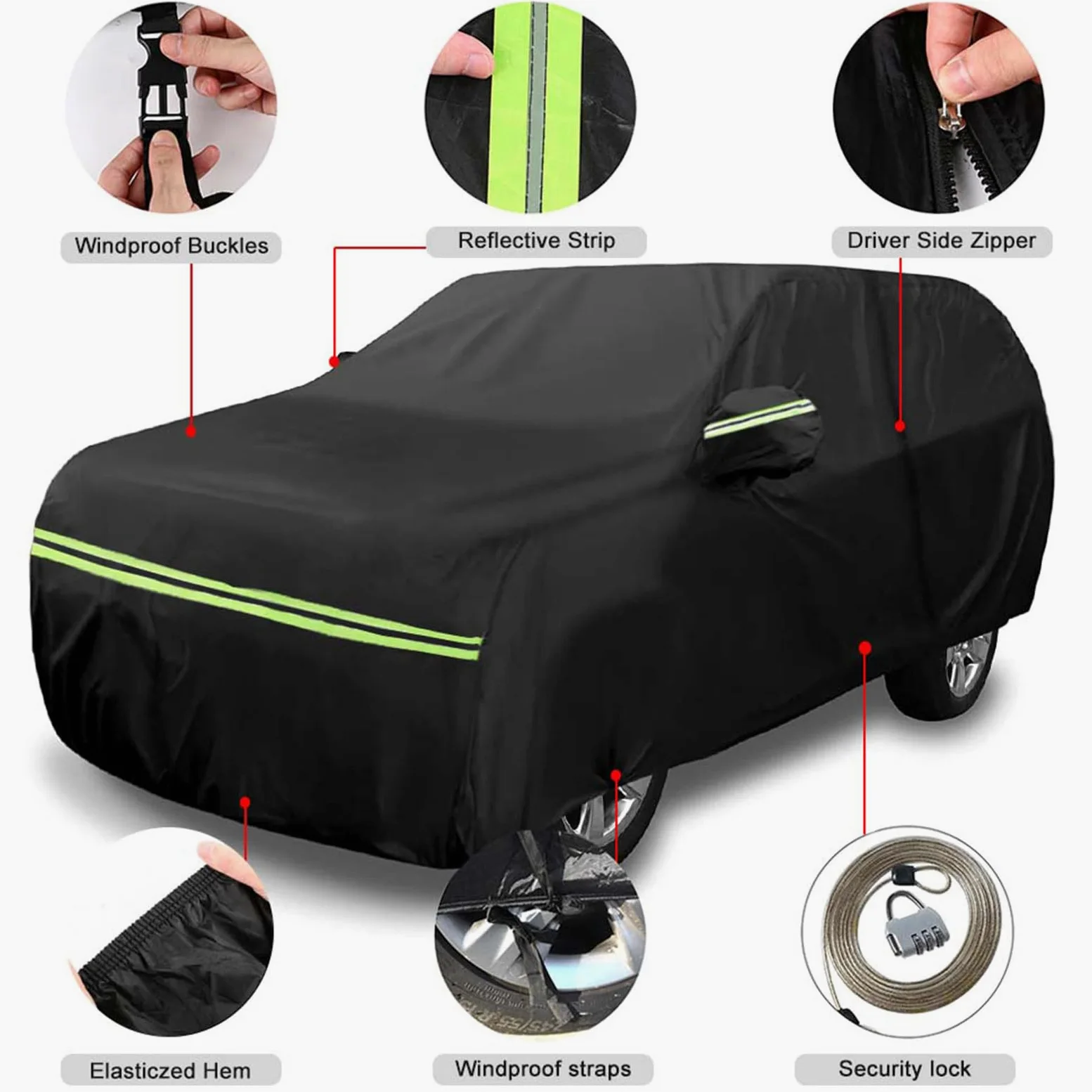 Cubierta Completa del Coche para Renault Traffic 2010-2023, SWB Fundas para Coche Exterior con Cremallera en la Puerta, Cierre y Bandas a Prueba de Viento para Protección Polvo Sol Nieve
