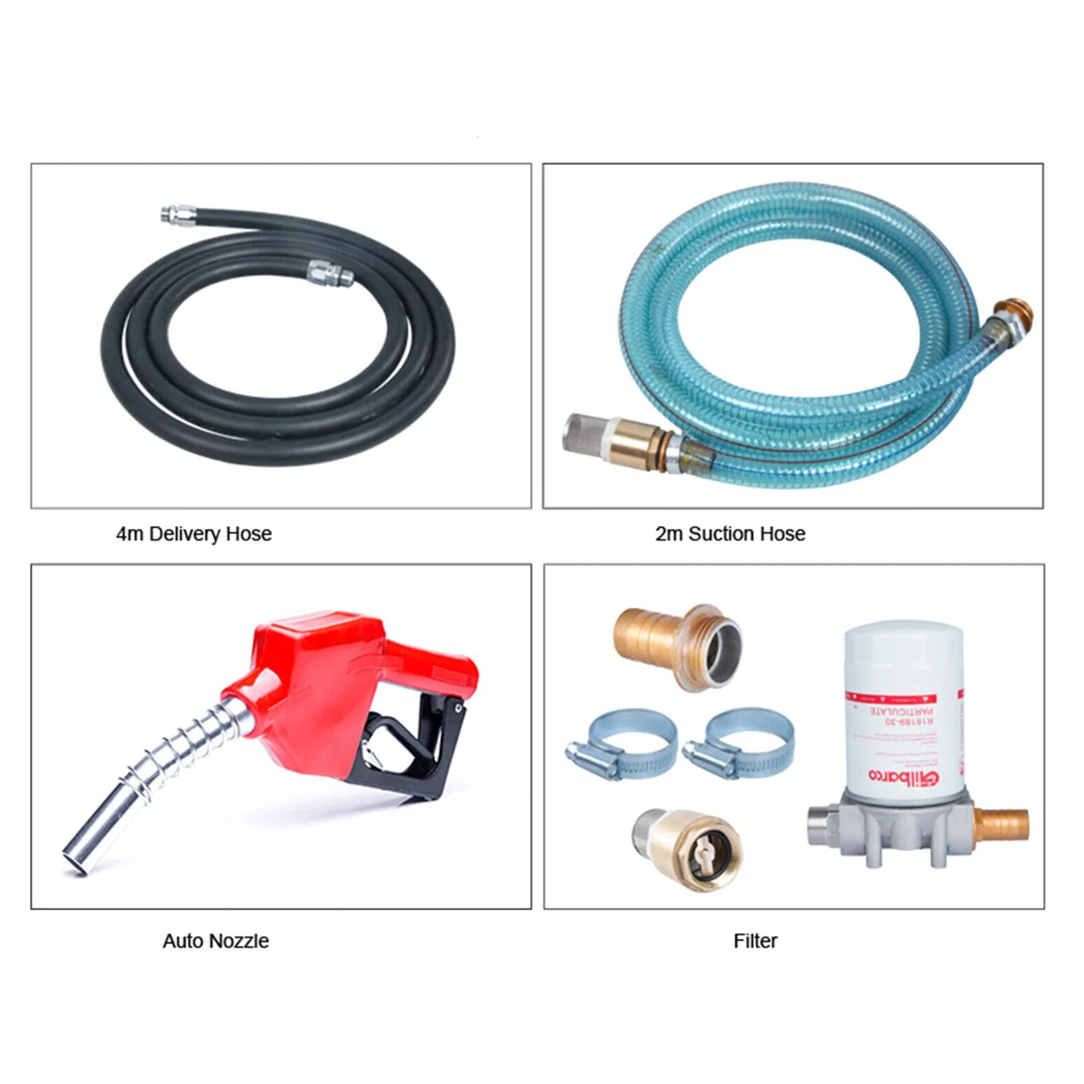 Bomba diésel autocebante de 550 W, 230 V, boquilla automática, bomba de aceite de 60 l/min, manguera de aspiración de 2 m, manguera de aspiración de 4 m, filtro