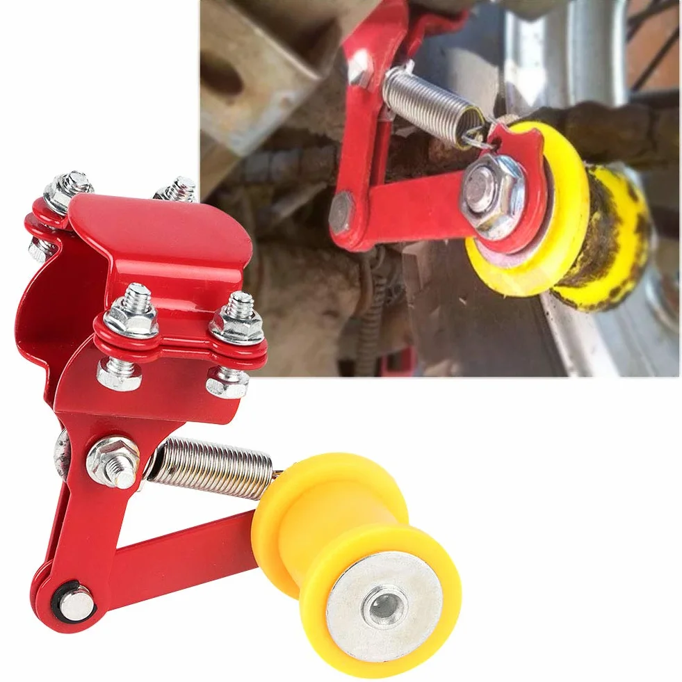 Acouto Perno de Ajuste de Cadena de Motocicleta Universal Tensor de Cadena de Motocicleta Redondo de Hierro y Plástico Negro Ajuste de Holgura de Automática de Rueda de 3,3 Cm para la Mayoría de