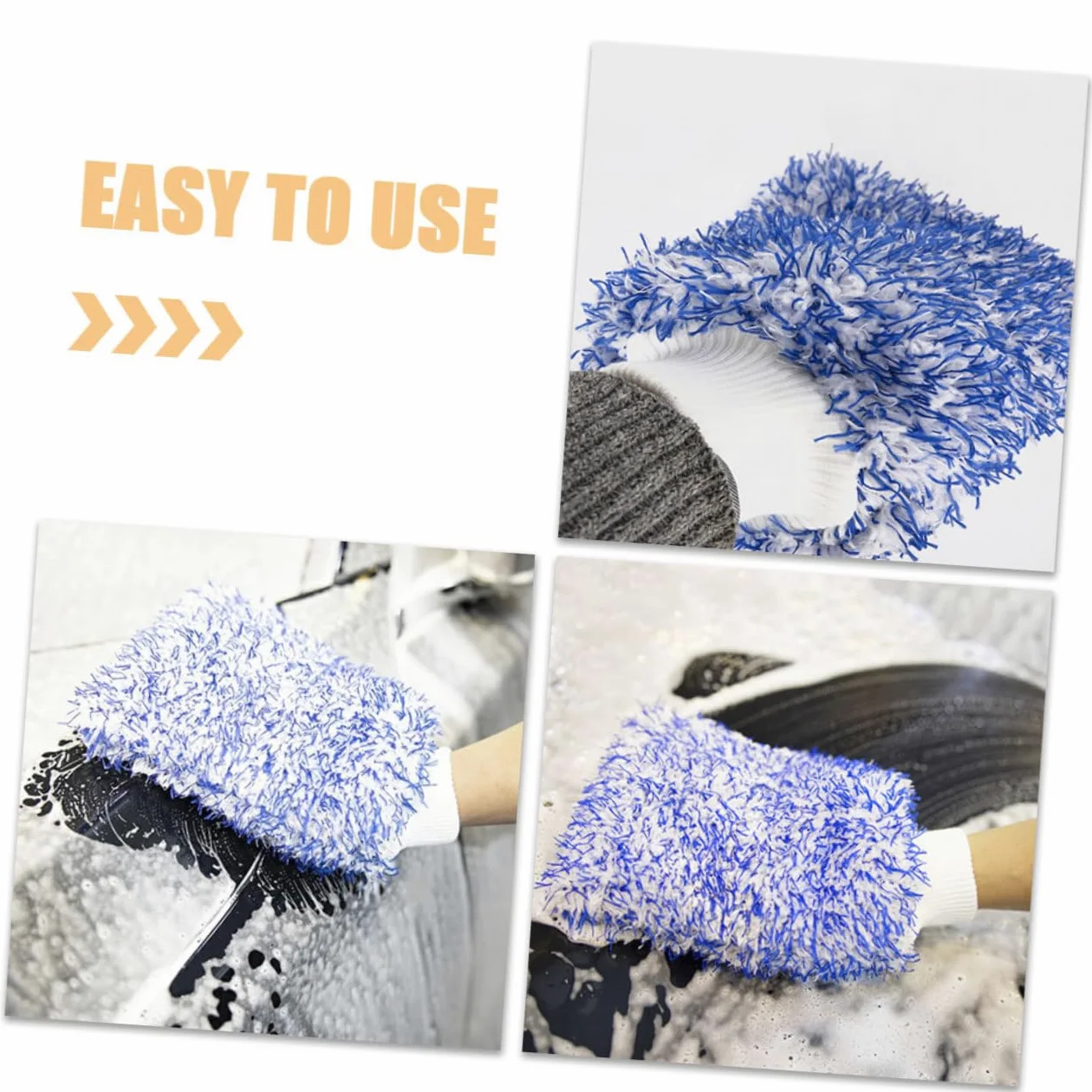 MAGICLULU 5 Piezas Guante de Lavado de Autos de Microfibra Doble Cara Herramienta de Limpieza Automotriz Guante y Absorbente para Cuidado del Vehículo para Limpieza de Ventanas y