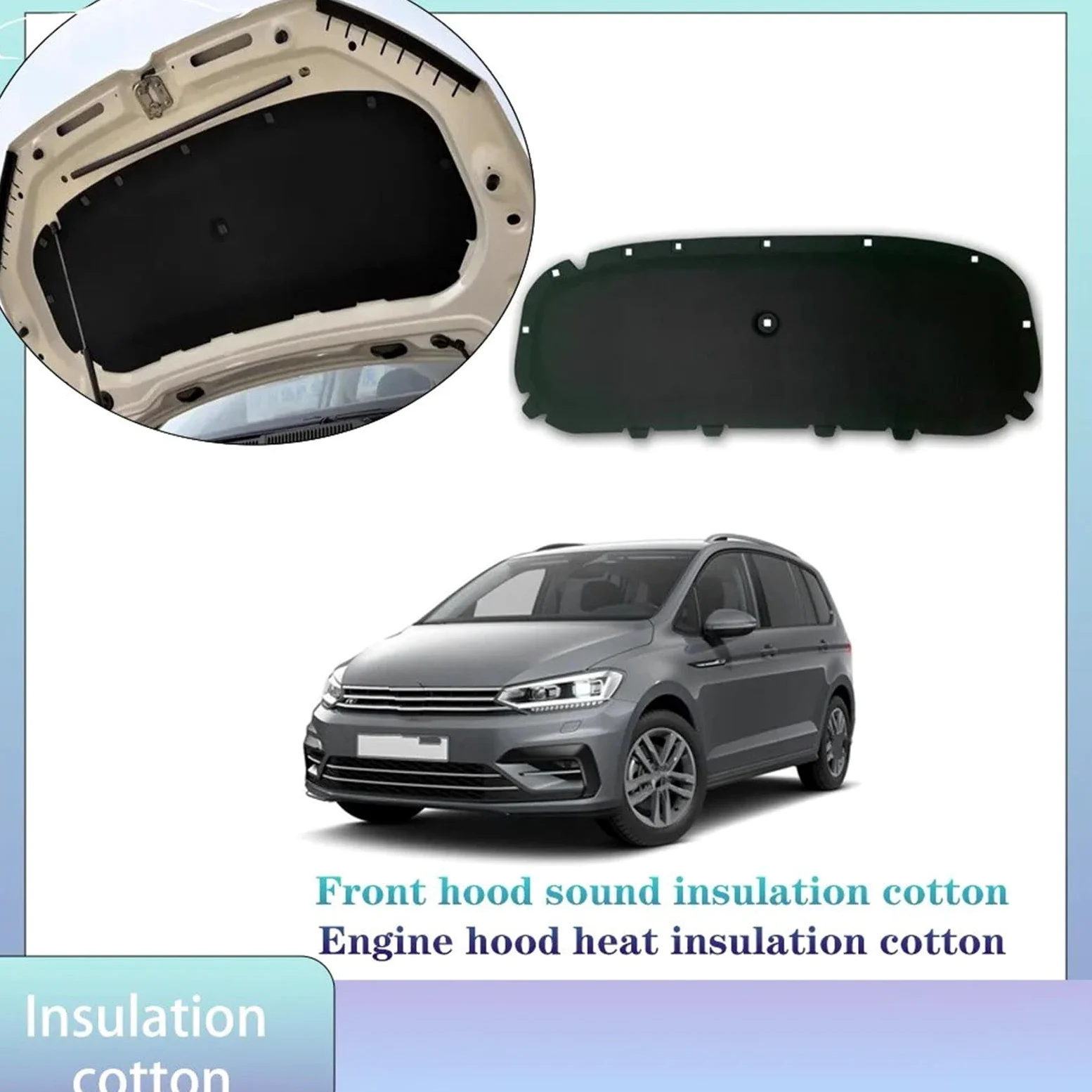 Almohadilla Aislante Capó Delantero Para VW Para Touran 5T 2015 ~ 2025 2016 2017 Capó Coche Motor Linin Aislamiento Térmico Algodón Insonorizado Accesorios Cubierta Estera