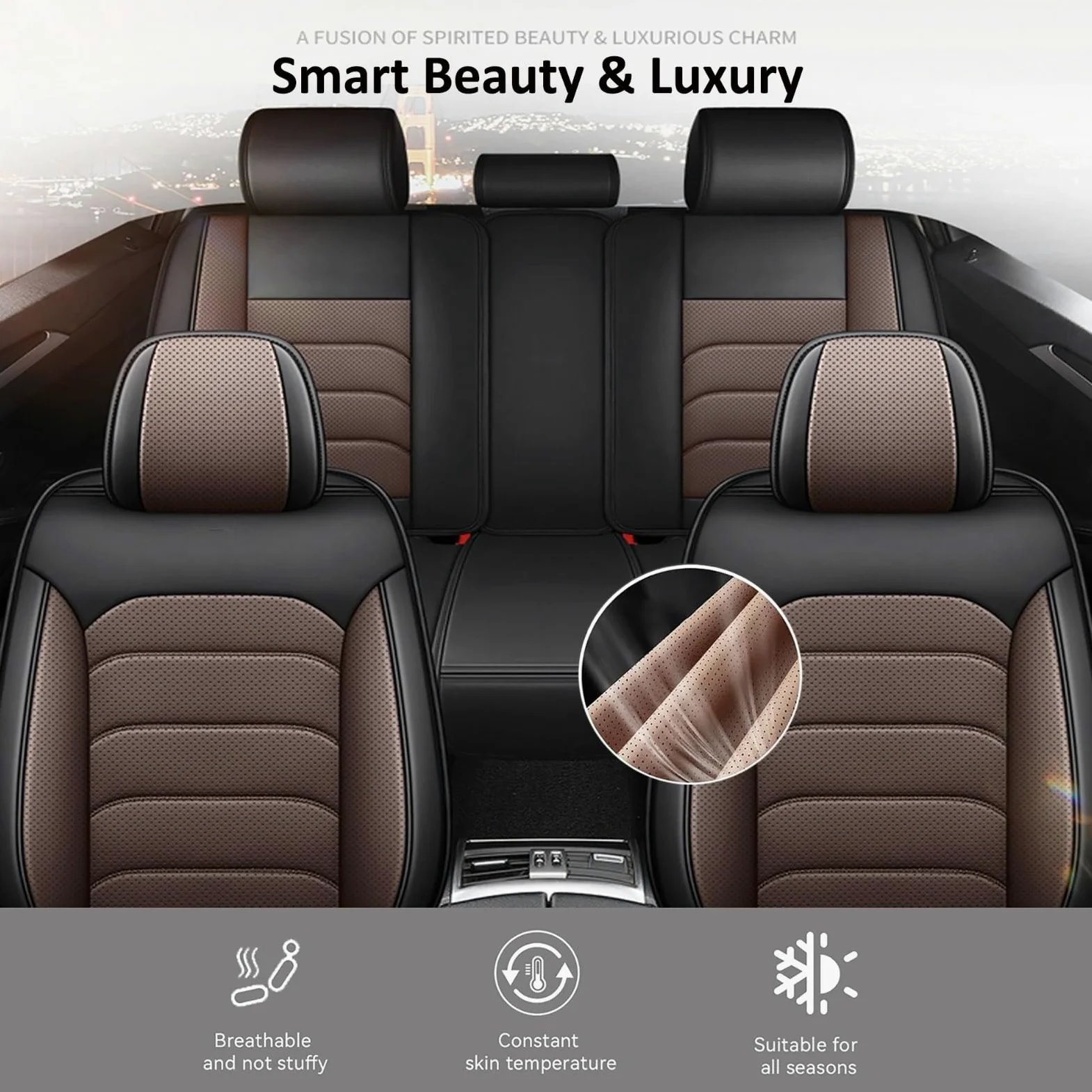 FIENZA Fundas para Asientos Coche para Dacia Jogger 2021-2024 2025 2026 Cubre Universal Cuero PU Impermeable Transpirable y Antideslizante con Airbag,Fácil Instalación Negro,5 Plazas