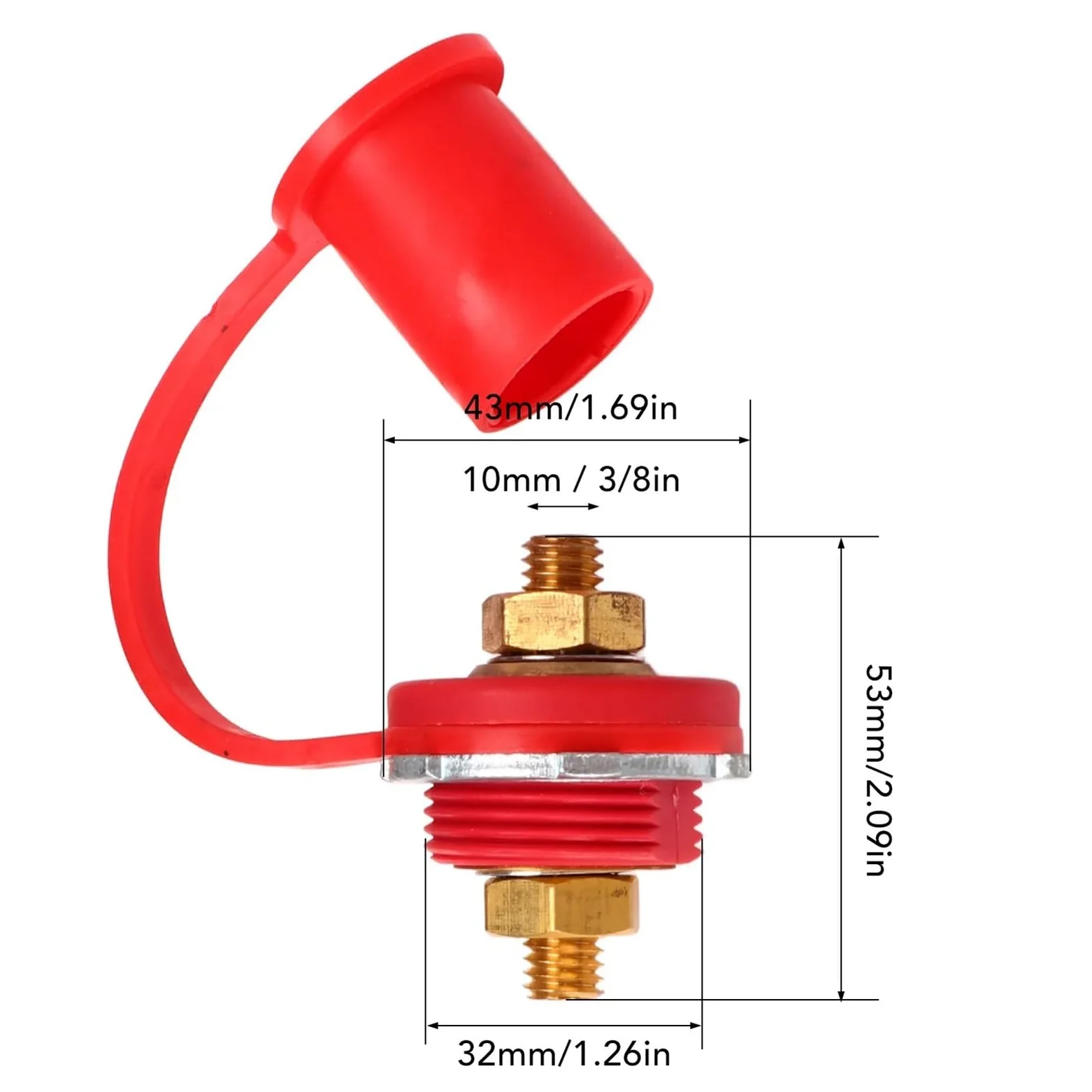 1 par de terminales batería Panel pasante 250A rojo negro poste unión perno 3/8 pulgadas para coche para marina para RV autopartes