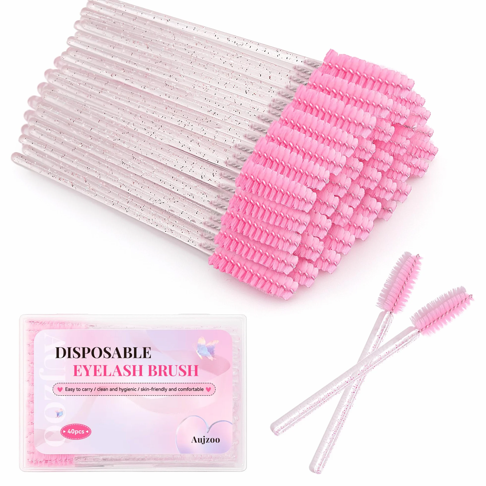 Aujzoo 40 brochas de pestañas kit de maquillaje cepillo de cejas herramientas cosméticas