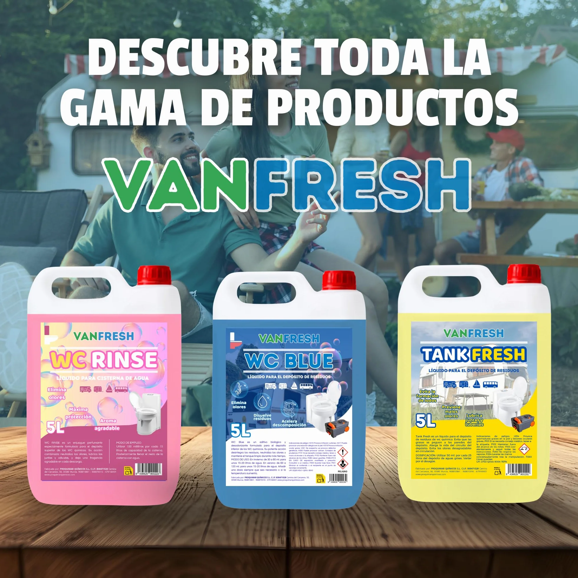 Vanfresh WC Blue – Líquido para Depósito de WC Químico 5L | Aroma Fresco, Limpieza y Control de Olores para Inodoros Portátiles, Autocaravanas y Camping