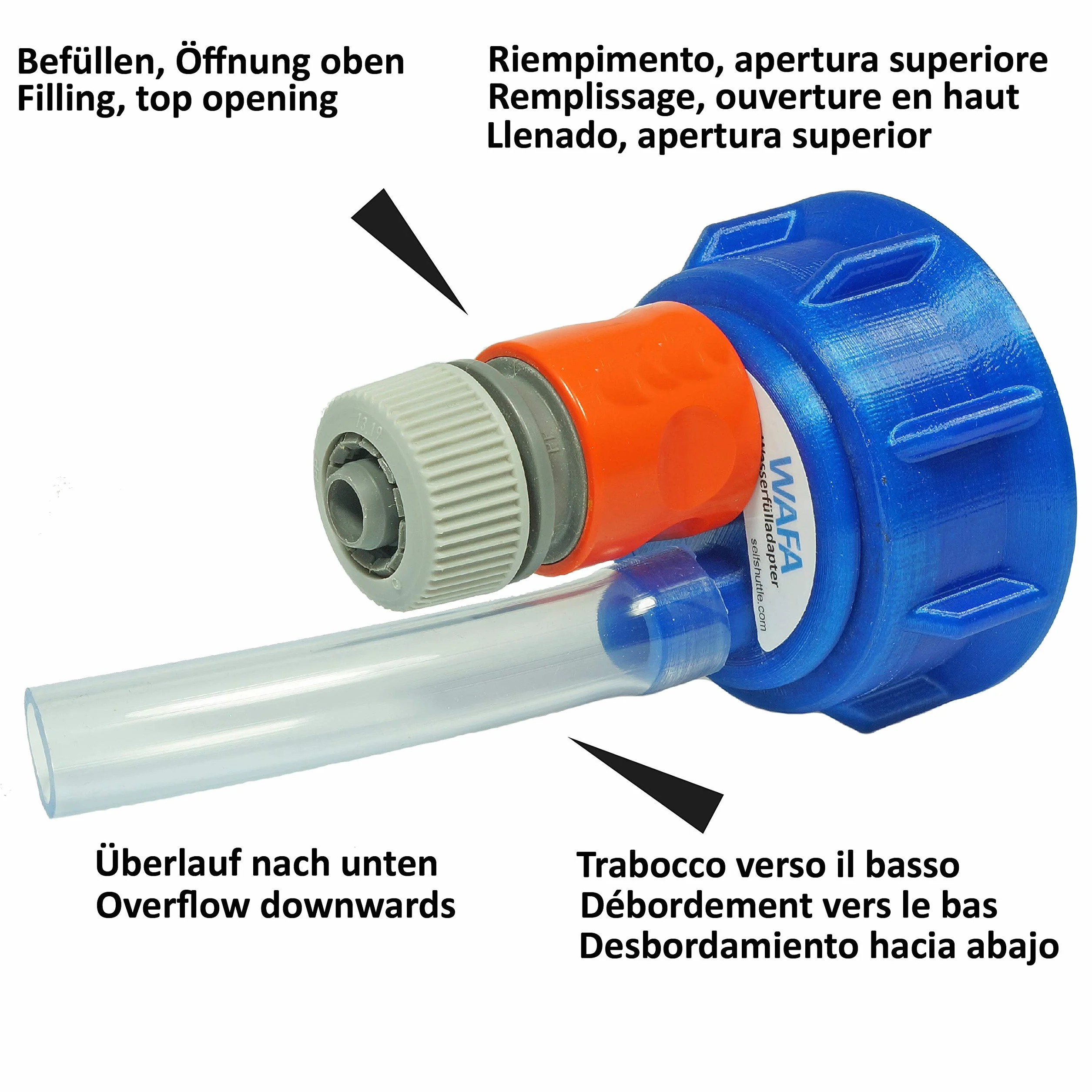 Adaptador de llenado de agua WAFA 5G, tapa del tanque de agua, para autocaravanas, rosca gruesa para Knaus, Weinsberg, Bürstner etc.