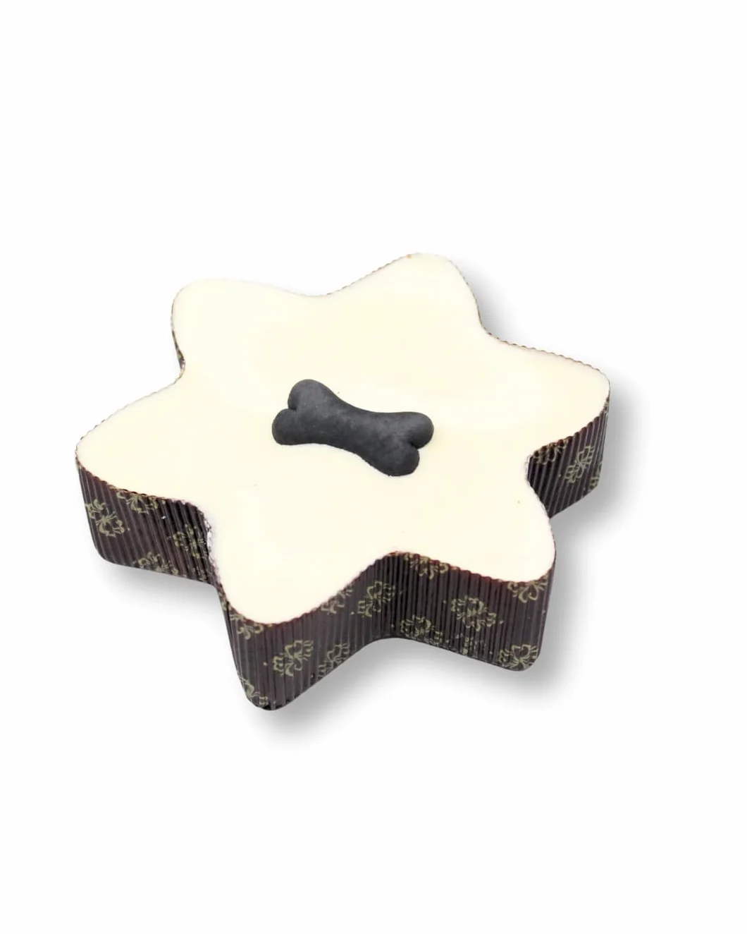 The Barking Bakery Pastel de estrella con tapa de yogur para perros, pastel de cumpleaños con hueso, esponja de vainilla y cobertura, grado humano