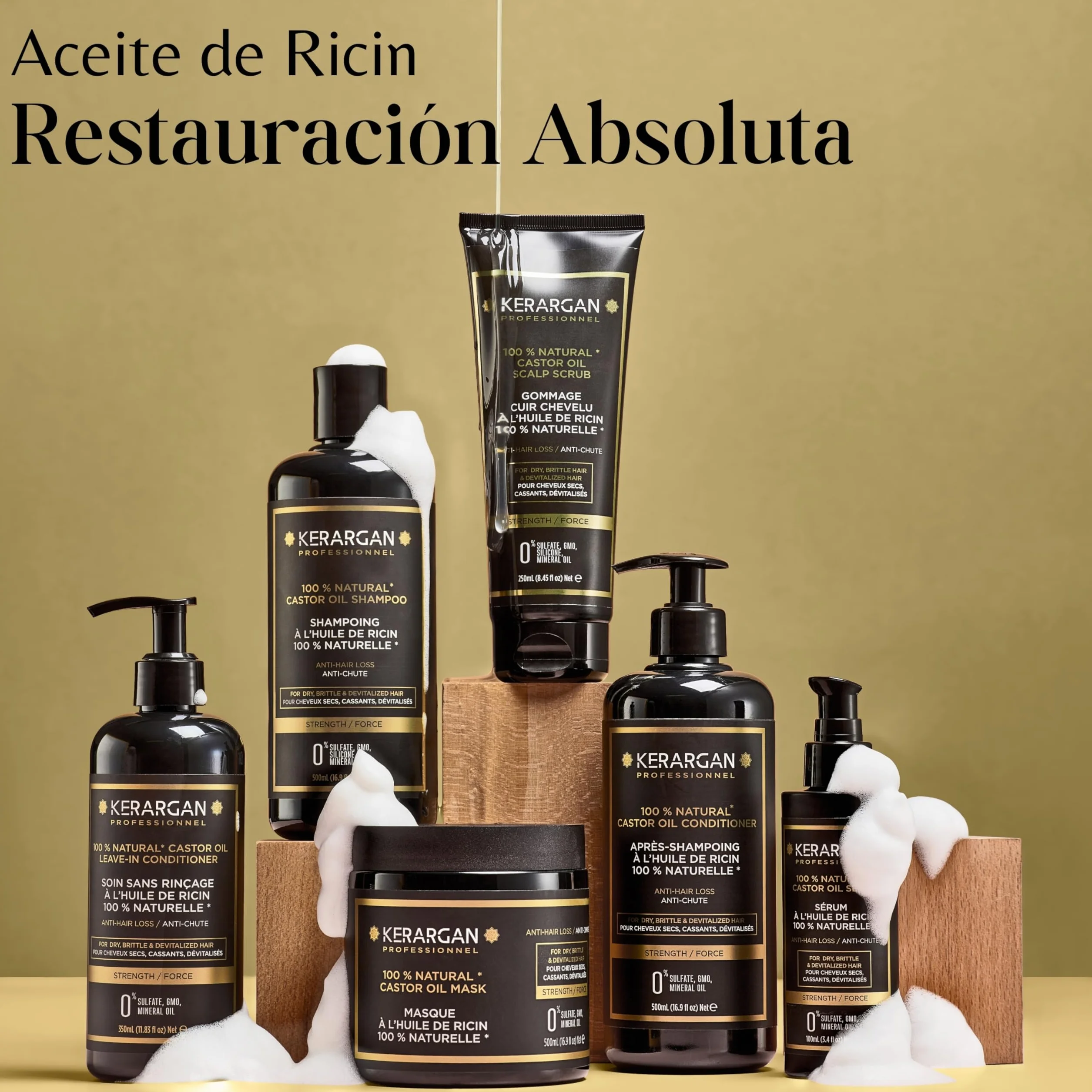 Kerargan Mascarilla Capilar Anti-Caída con Aceite de Ricino, Aloe Vera - 500ml