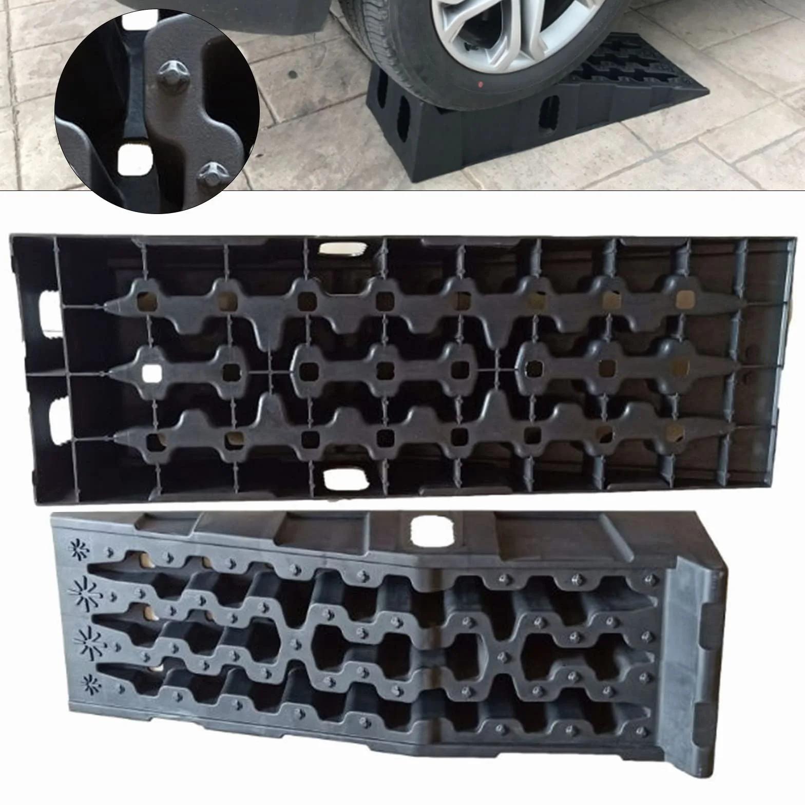 Juego de 2 rampas de plástico, 920 mm, capacidad de carga 7,2T, 320 mm de ancho, rampa de carga para coches y caravanas
