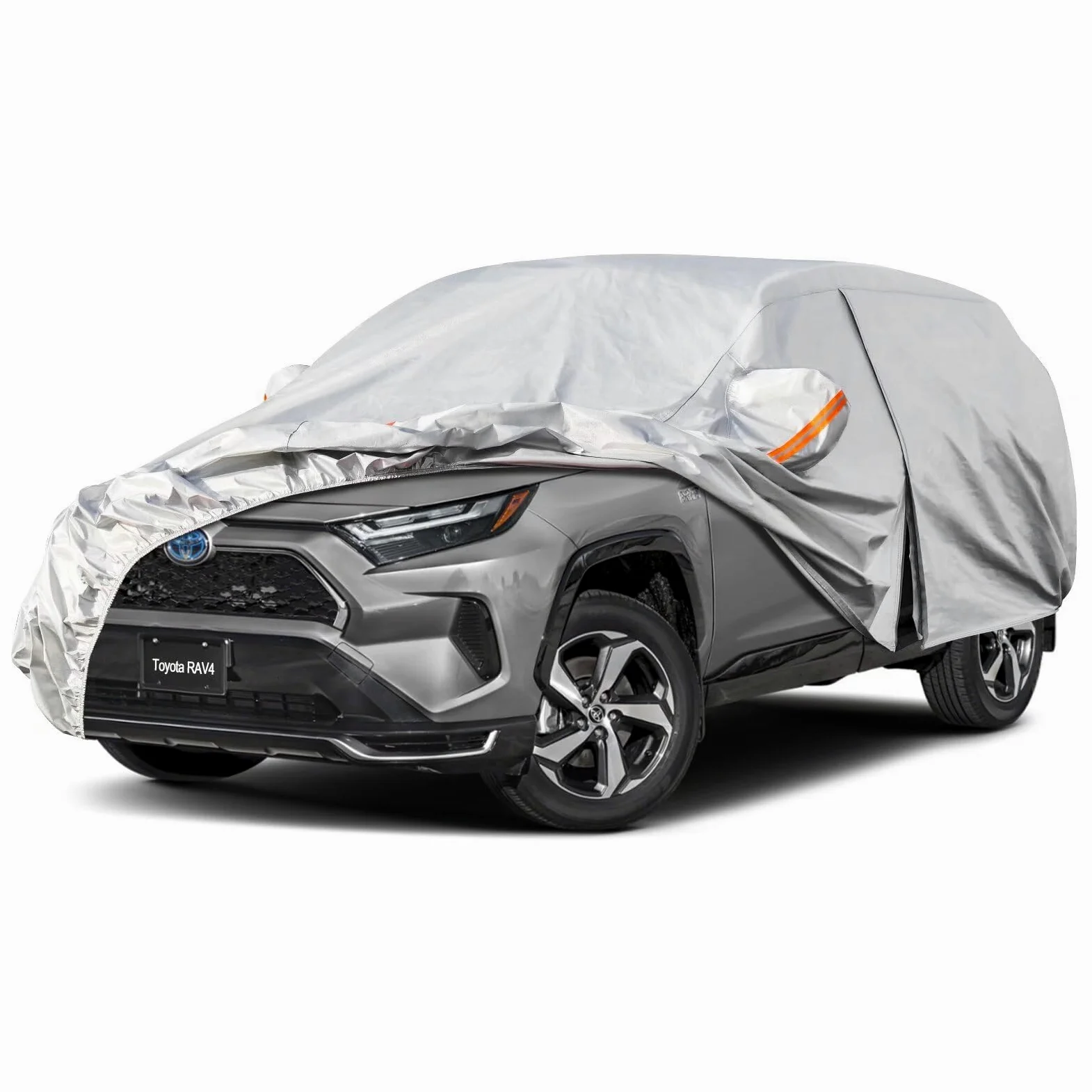 Kayme Funda Coche Exterior, Compatibles con Toyota RAV4 (2008-2025), Cubierta para Coche Impermeable Transpirable Anti-UV Antipolvo de 6 Capas, Cubre Coche con Cremallera y Forro de Algodón.