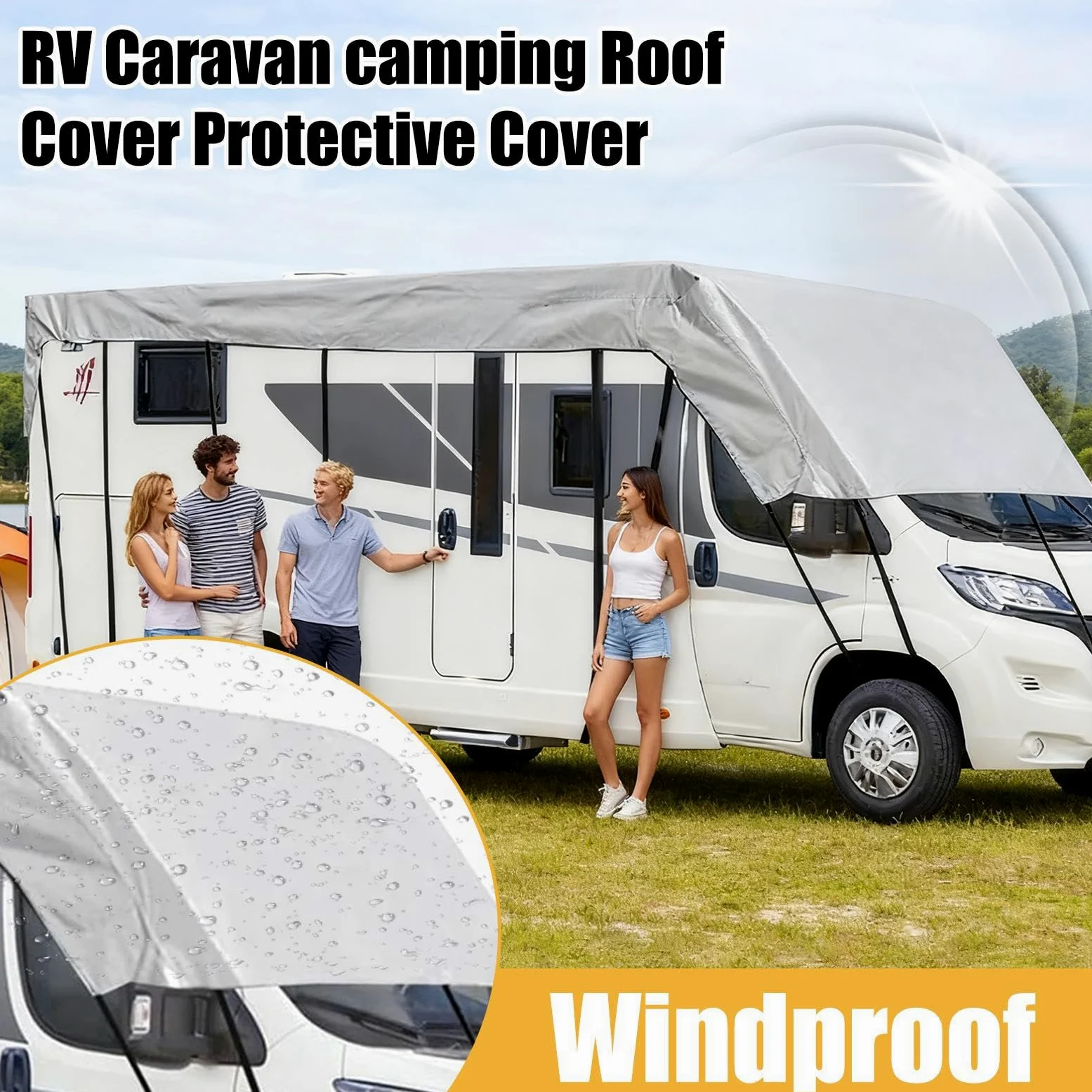 de nieve, de techo para autocaravana, protección UV impermeable para acampar, diseño portátil, función de instalación fácil, herramienta de vehículo, accesorio exterior para coche, ca