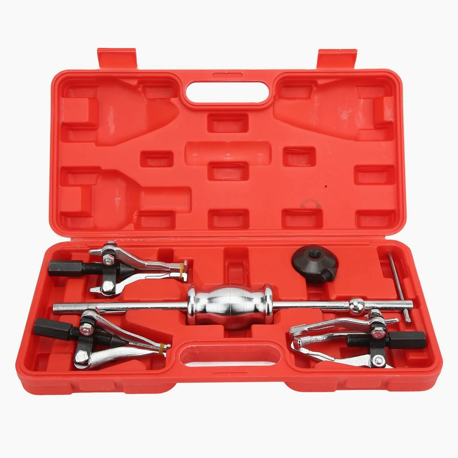 Akozon Gear Slide Hammer Puller Set, 5pcs 3 Jaw Universal Slide Hammer Puller Set Extractores Externos Internos para Sacar Engranajes Cojinetes