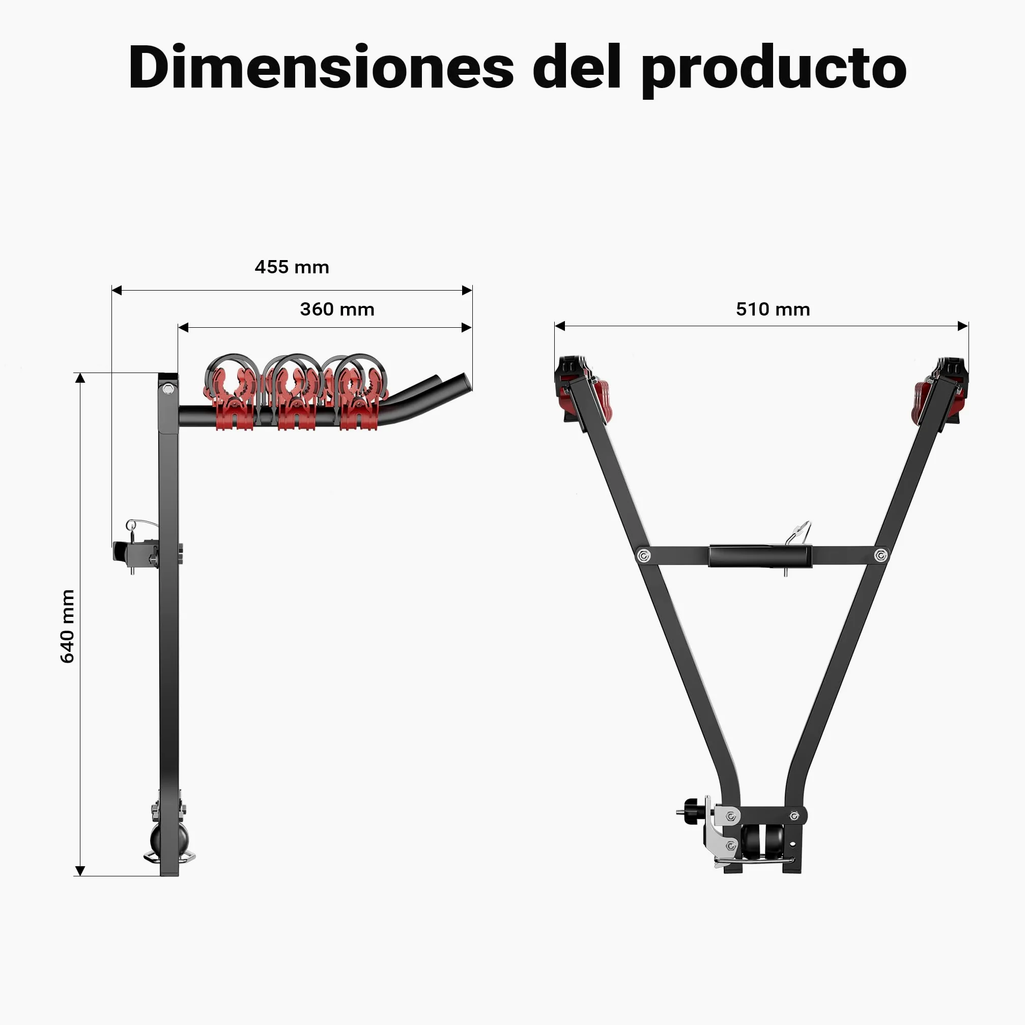 Wiltec Portabicicletas de Bola para 3 plazas – Soporte Resistente hasta 45 kg, Estructura de Acero Q235, instalación fácil, Transporte Seguro y Estable, Ideal para Coches y autocaravanas.