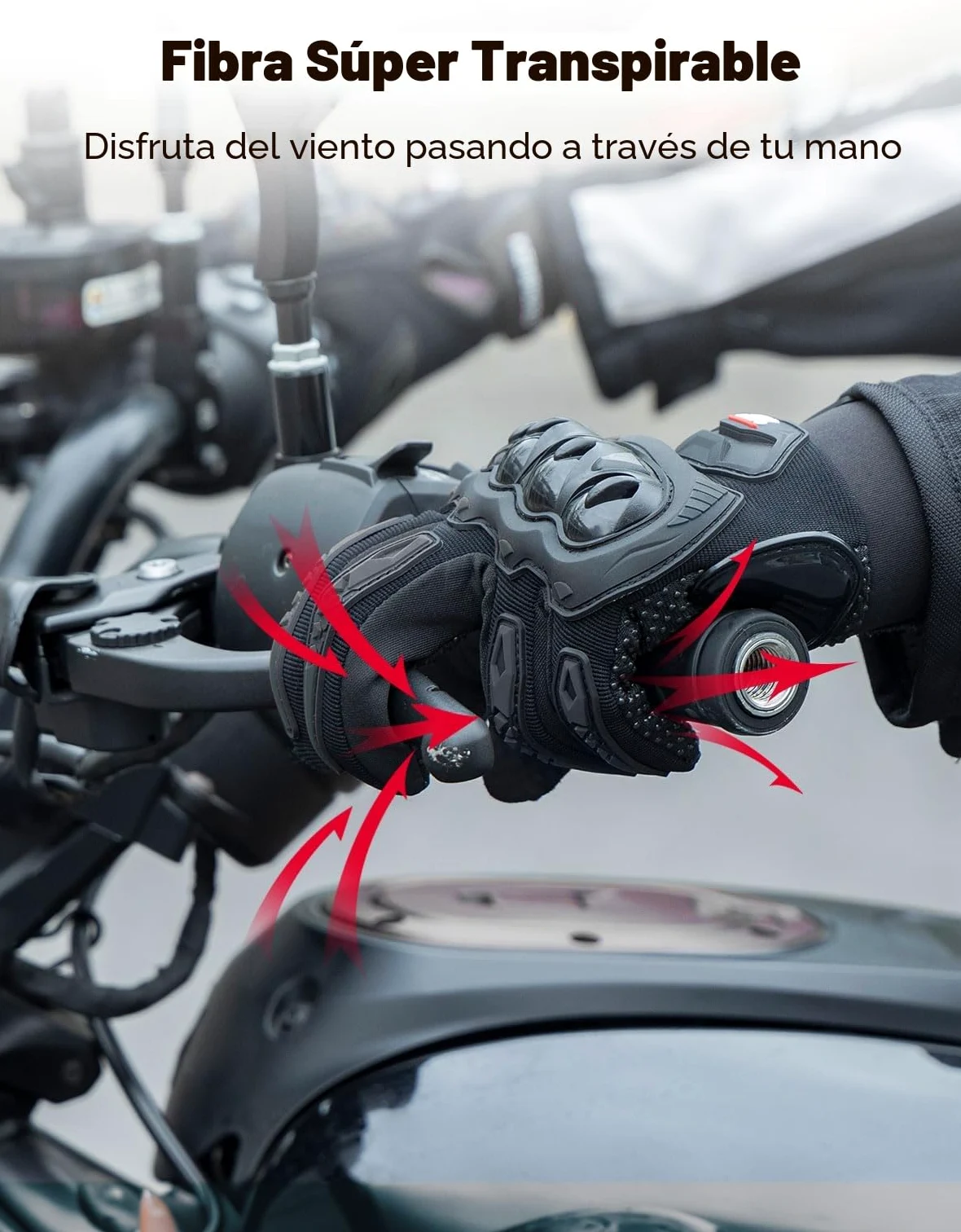 KEMIMOTO Guantes Moto Hombre, Guantes Moto Verano Protector Nudillos, Transpirables Exterior Pantalla Táctil para Hombre y Mujer, para Motos, Bicicletas, Scooters, Caza