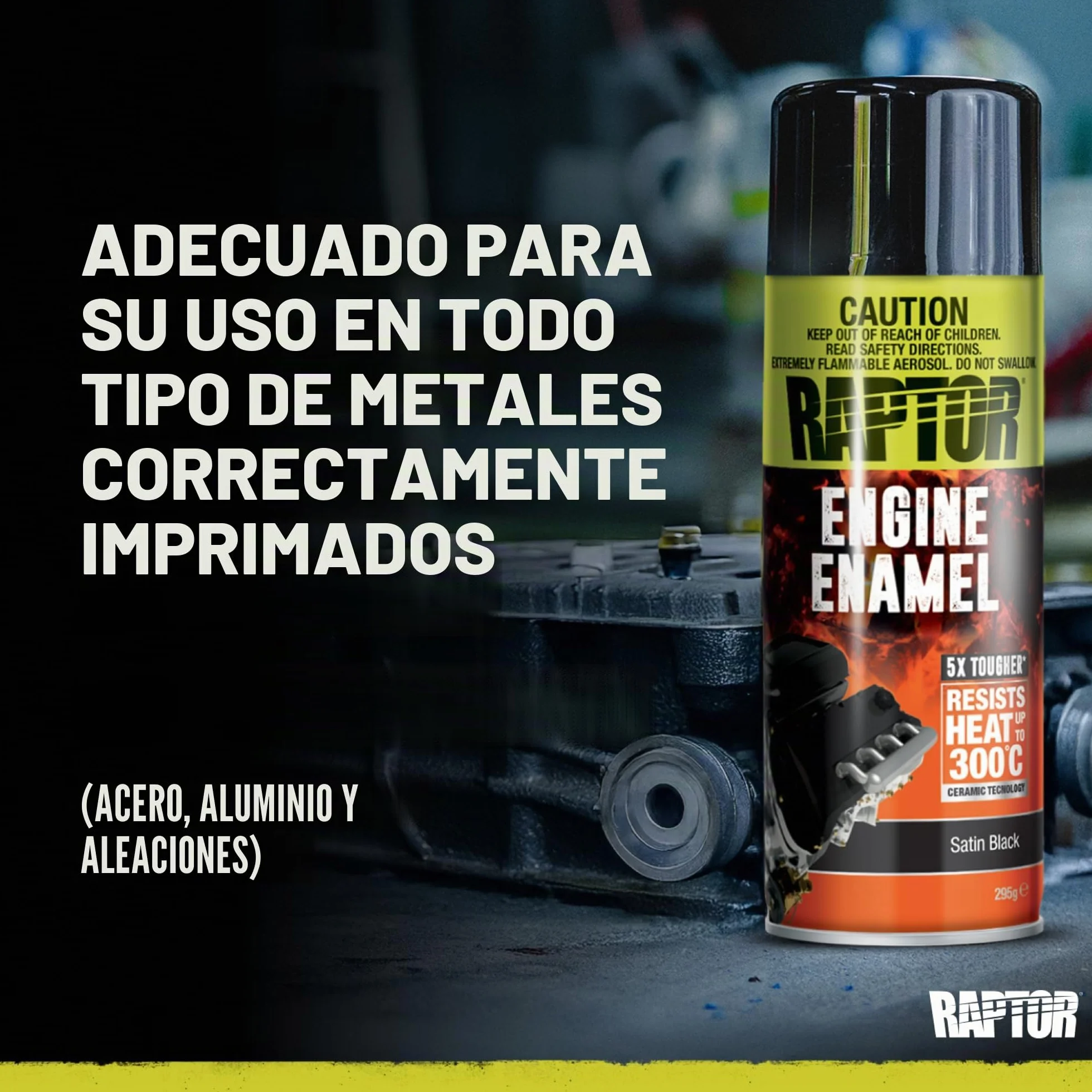 U-POL Raptor Engine Enamel | Pintura 1K Spray Para Motor | Resistente al Calor Hasta 300 °C | Protección Contra el Calor, Aceite y Líquidos en Compartimento del Vehículo