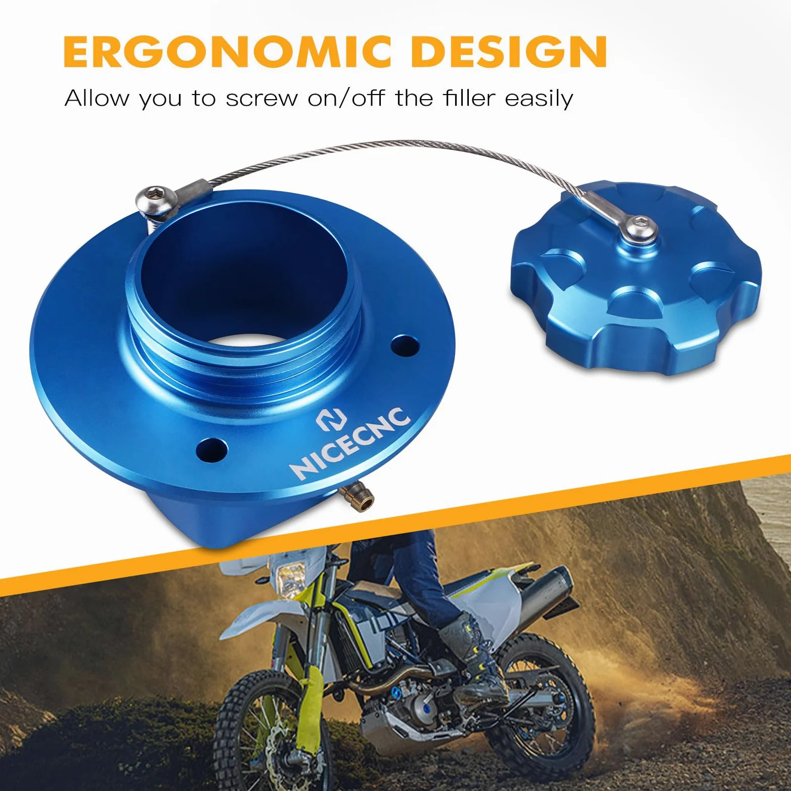 NICECNC Tapa de llenado de Aceite para Tanque de Combustible de Motocicleta, Color Azul, Compatible with GasGas 700 Enduro y Supermoto 2022-2024, llenado de Tanque de Combustible Compatible with