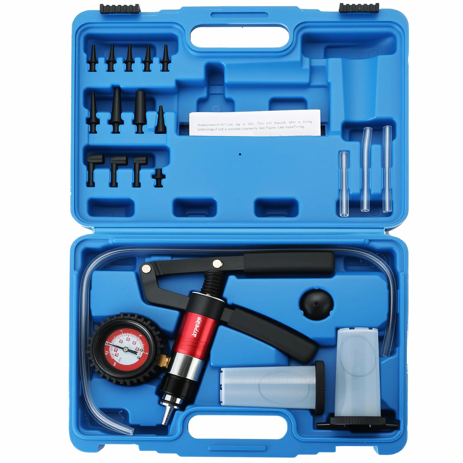 ATPEAM Purgador de Frenos y Bomba de Vacío Multifuncional con Vacuómetro, Kit Completo para Sangrado de Frenos, Diagnóstico de Vehículos y Mantenimiento Automotriz
