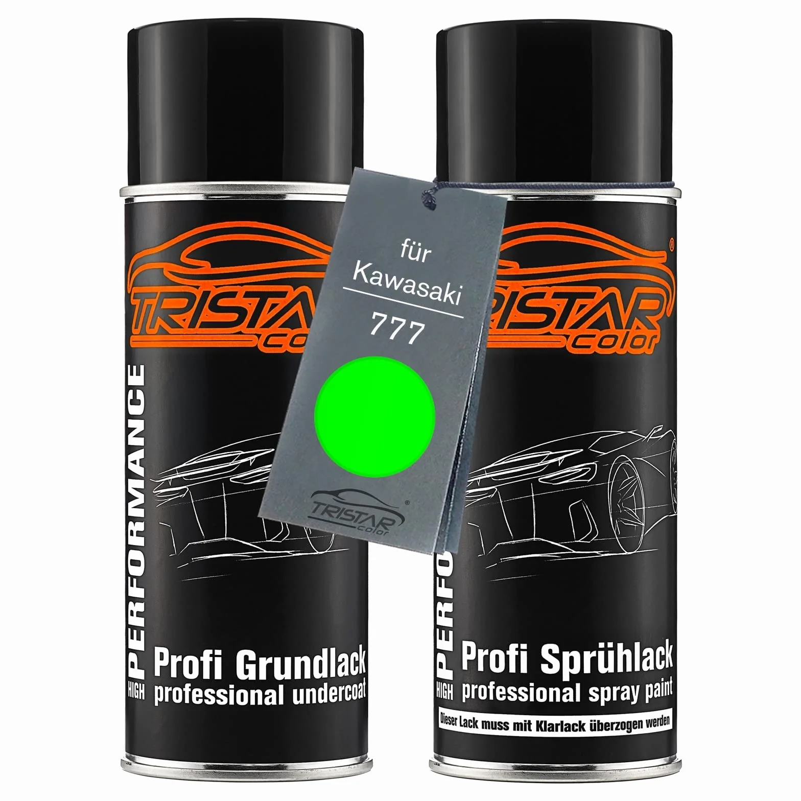 TRISTARcolor Pintura para motos Set de botes de spray para Kawasaki 777 Verde Fondo pintura base aerosol 400 ml
