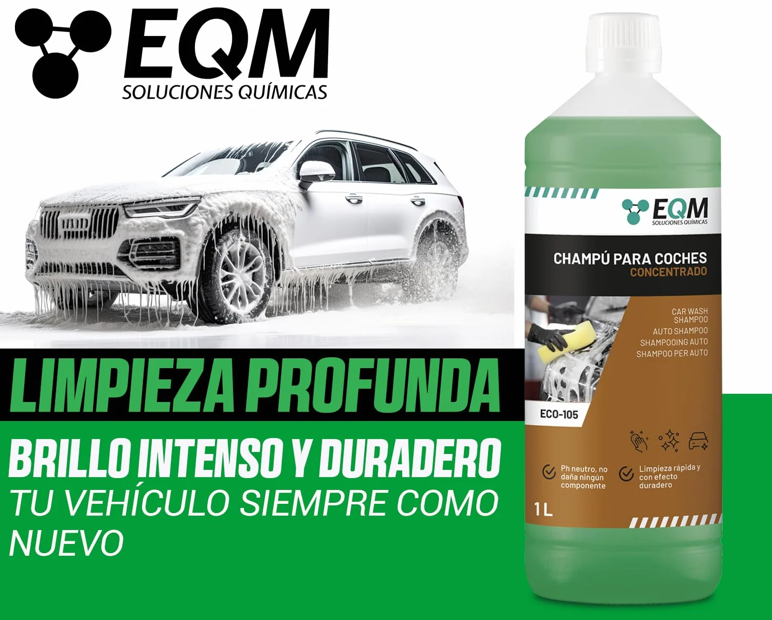 Champú Concentrado para Coche ECO-105 1L pH Neutro