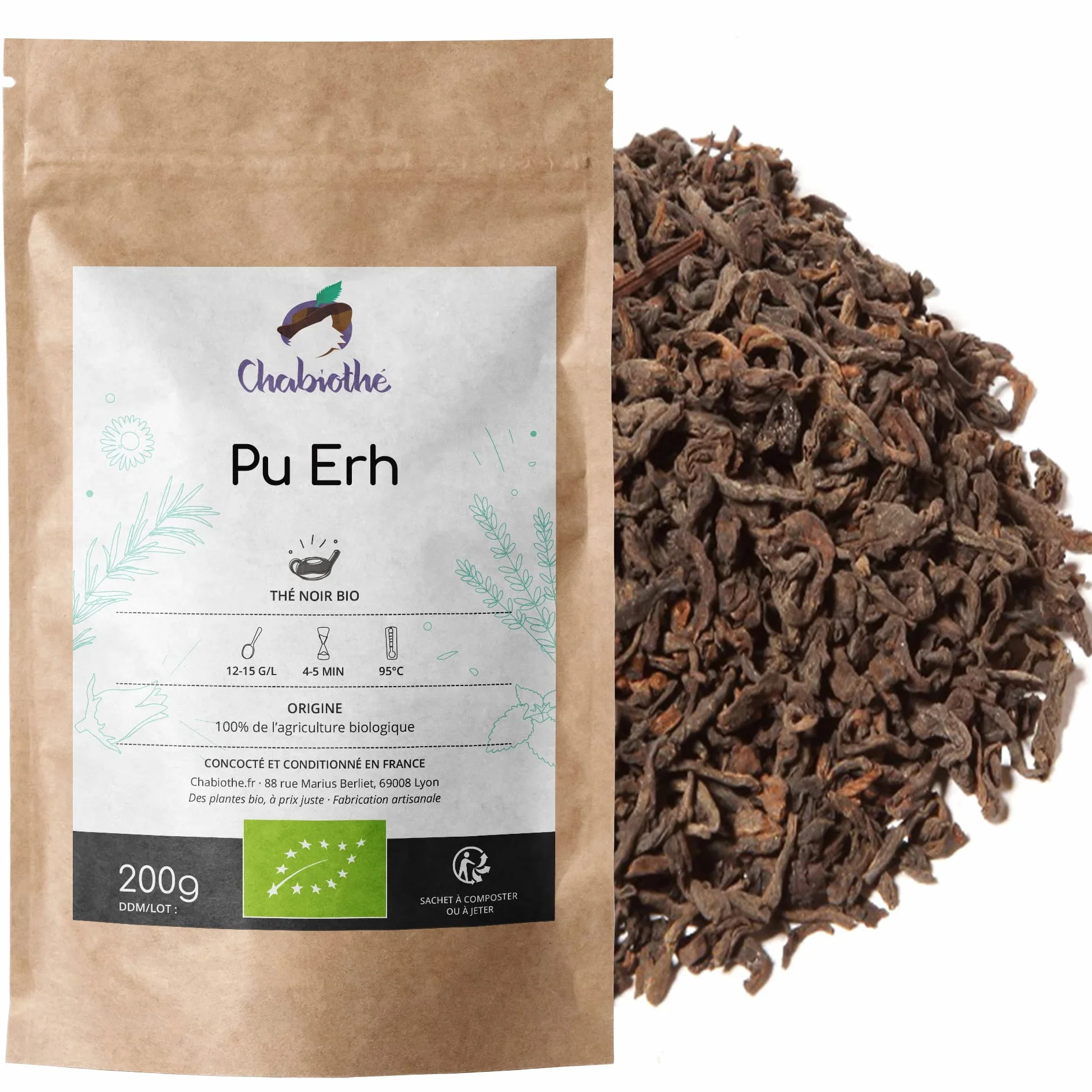 Té Pu Erh BIO 200g Yunnan fermentada orgánico
