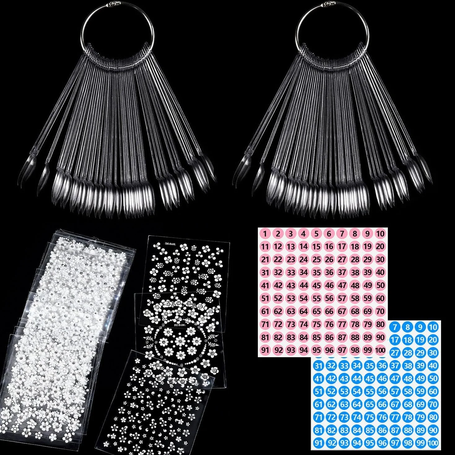 Tarjetas Transparentes De Color Para Uñas, 2 Pegatinas Digitales Impermeables, Pantryan En Forma De Abanico Con Anillos