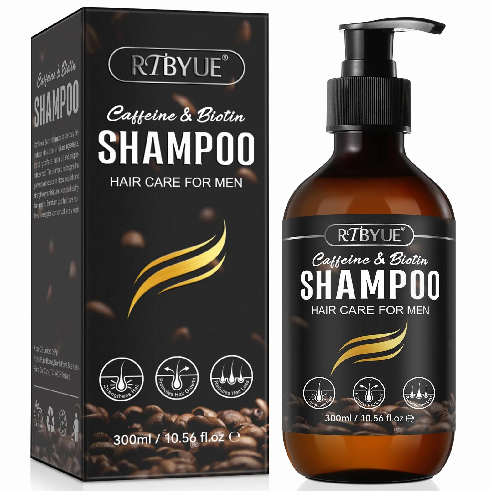 Champú de crecimiento capilar con cafeína, biotina y romero