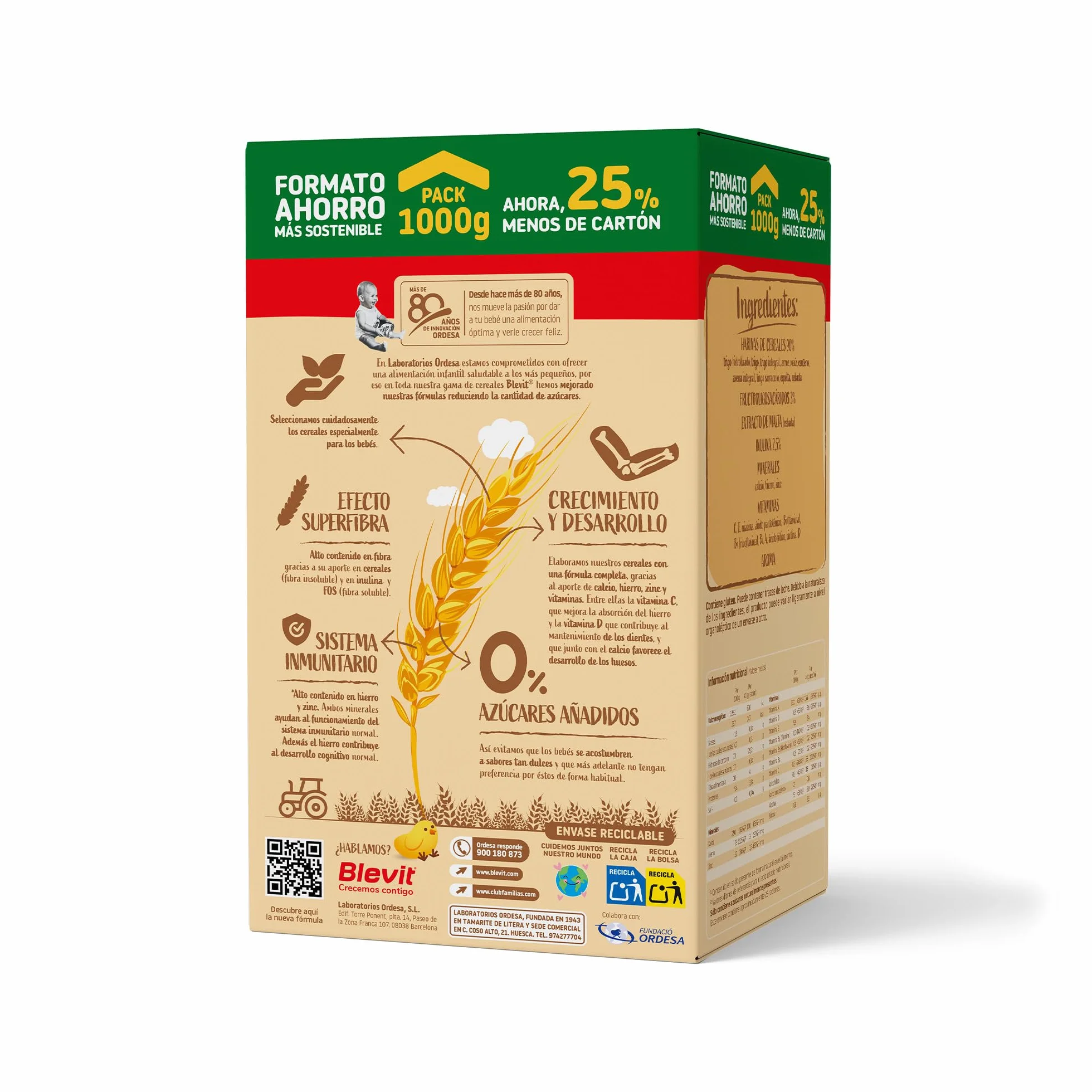 Blevit Superfibra 8 Cereales 1kg Papilla para Bebé 5 Meses Vitaminas Minerales Fibra