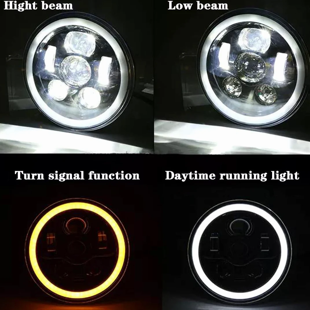 Faros delanteros led de 17,8 cm negros Harley Daymaker y 2 faros antiniebla de 11,50 cm aptos Compatible con motocicleta Harley Davidson Road King (1 juego) | Faro principal de 7 pulgadas + 2 faros antiniebla de 4,5 pulgadas. Negro. Compatible con Harley