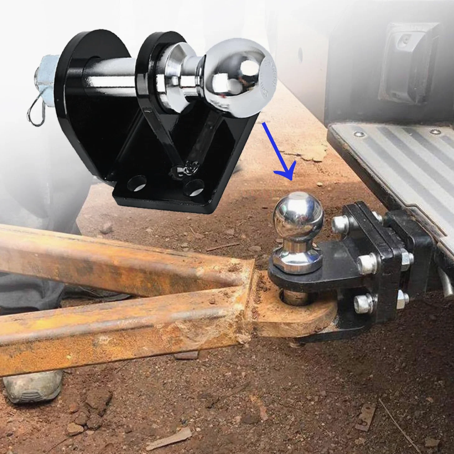 Enganche Remolque,Acoplamiento Mixto,Barra De Remolque Recta De Vástago Largo,Enganche De Remolque con Bola 50mm,para Todos Los Modelos De Vehículos,Cabezal Esférico De 70,8 Mm.