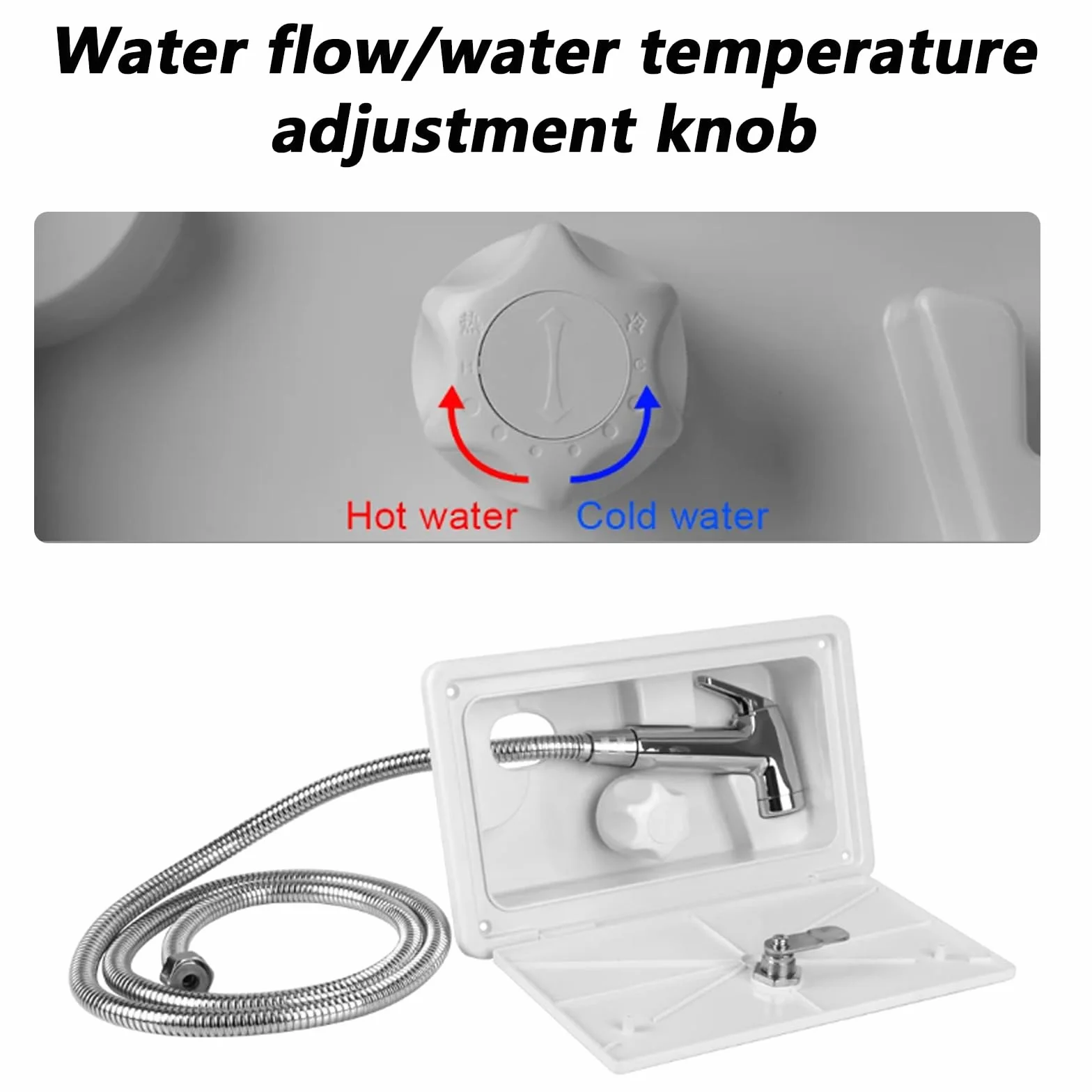 Ducha Para RV, Ducha Al Aire Libre Para Autocaravanas, Kit De Caja De Ducha Con Interruptor De Frío Y Calor Con Cerradura, Ducha De Camping Para Autocaravana Marina Caravana- Blanco