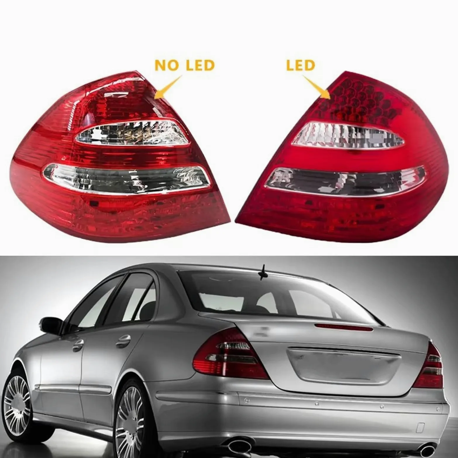 Piloto Trasero Para Mercedes Para Benz W211 E200 E220 E240 E280 2002 2003-2006 Luz Trasera De Freno Con Conjunto Parachoques LED Faro Trasero(Without LED Left)