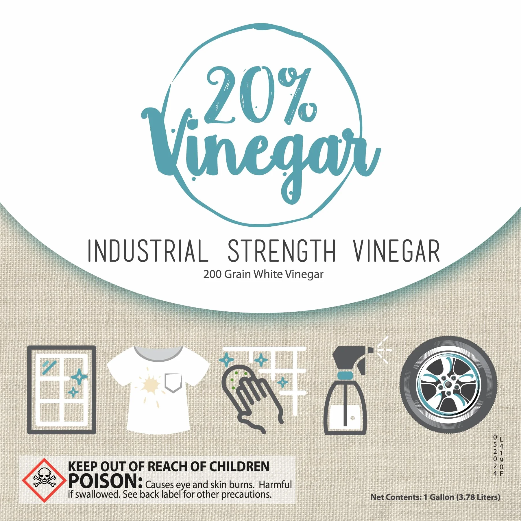 Bluewater Chemgroup 20% Vinagre Blanco Concentrado 200 Grain 1 Galón