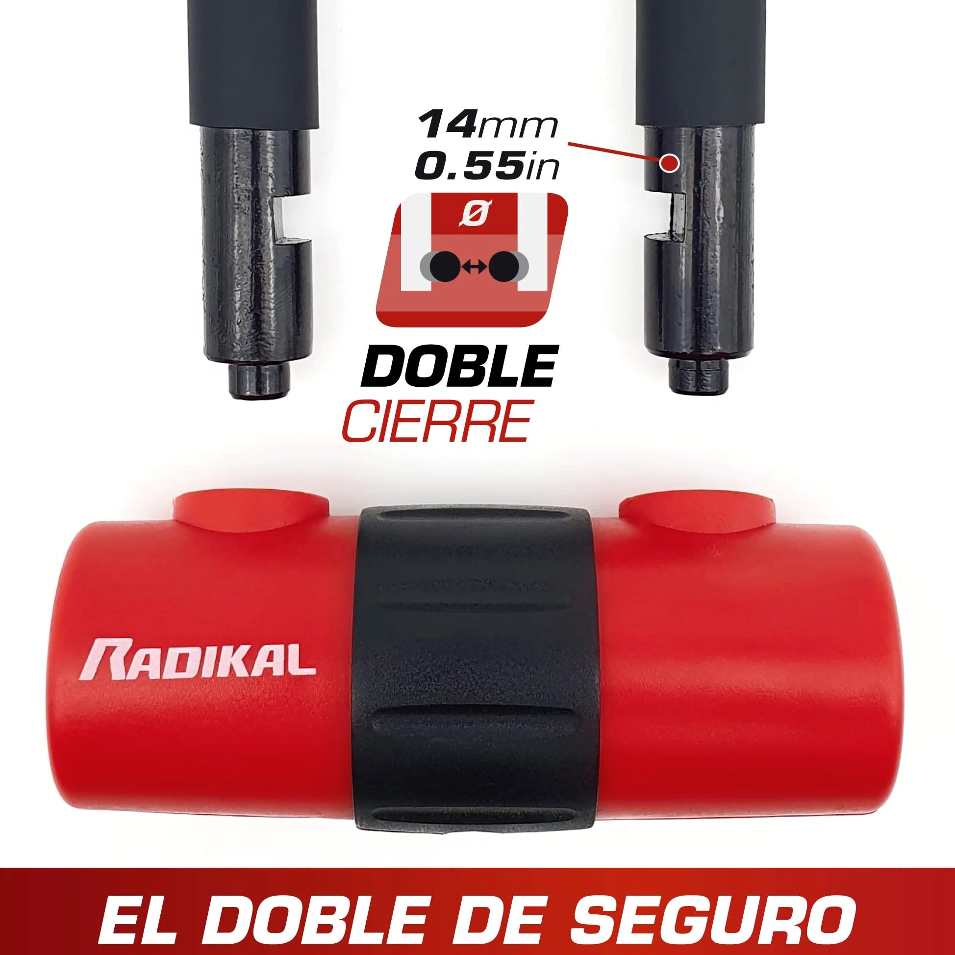RADIKAL RK72120L Candado Antirrobo Mini U con Cadena Lazo 120 cm, Más Polivalente para Candado Moto Disco +Cable, Cerradura Alta Seguridad y Doble Cierre Antirobo Universal para Moto Scooter Bicicleta