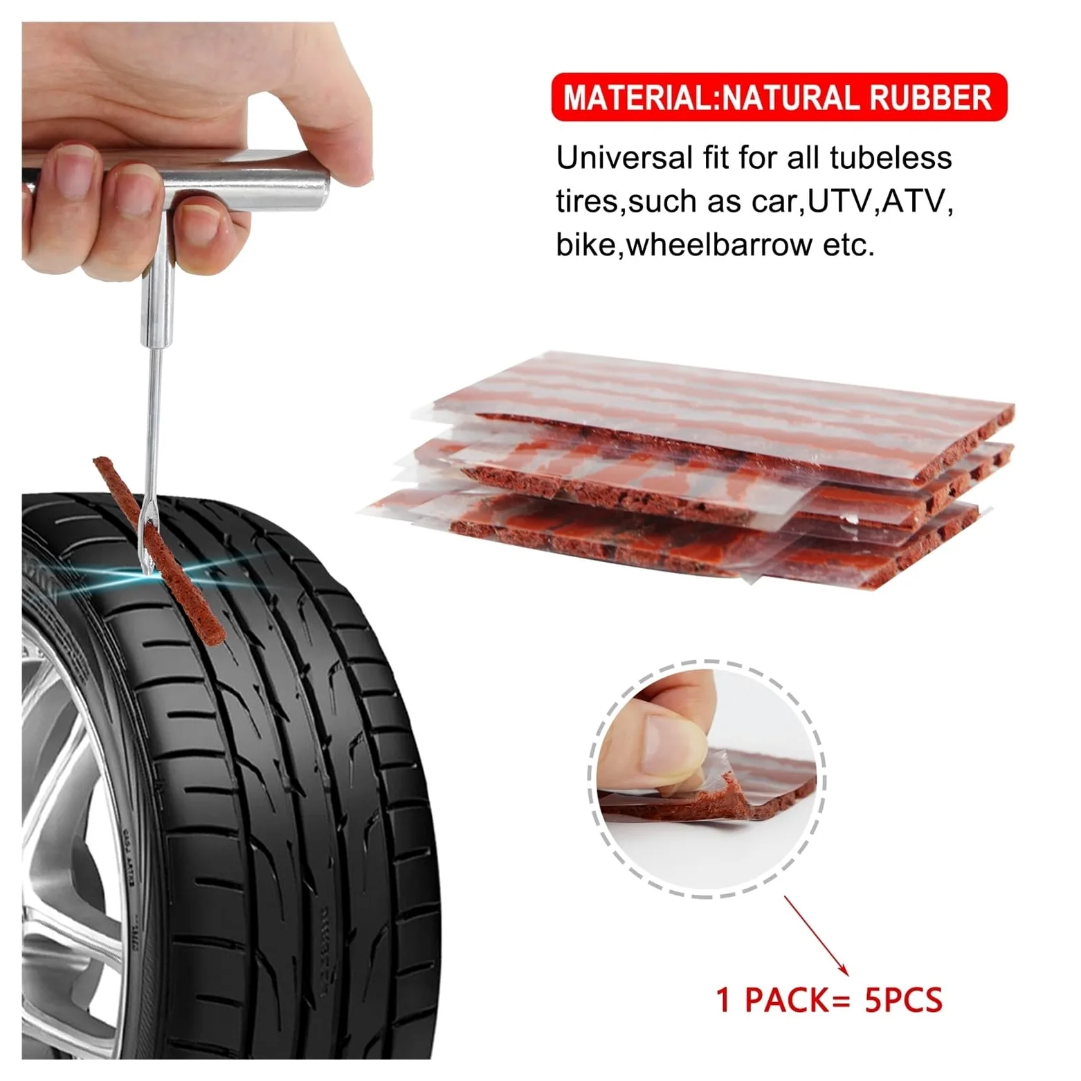 Herramientas de reparación de neumáticos de Coche, alicates multifunción 13 en 1, reparación de neumáticos al vacío, Clavos for Reparar pinchazos y Tapones Planos, Kit de Parche Universal