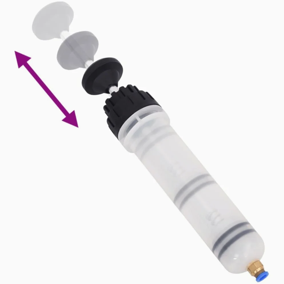 Purgador de frenos blanco y negro, 0,2 L, bomba de mano para líquido de frenos, herramienta de purga con manguera transparente para reparación de taller