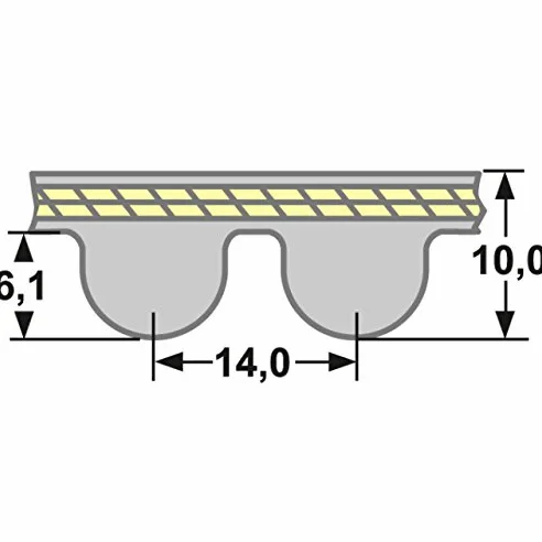 Correa dentada HTD – 1190-14M – 85 mm de ancho correa dentada plana