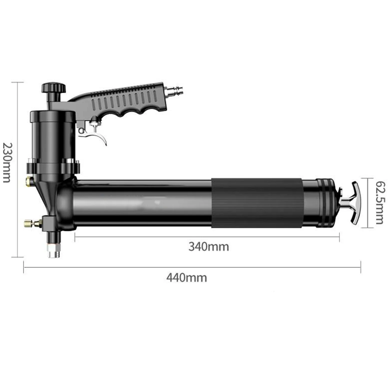 Kit De Pistola De Engrase Neumática para Trabajo Pesado De 12000 PSI, Disparo Continuo Extraíble, con Manguera/Tubo Duro/Boquilla Puntiaguda/Boquilla Plana Y 9 M De Tubo (con Conector)