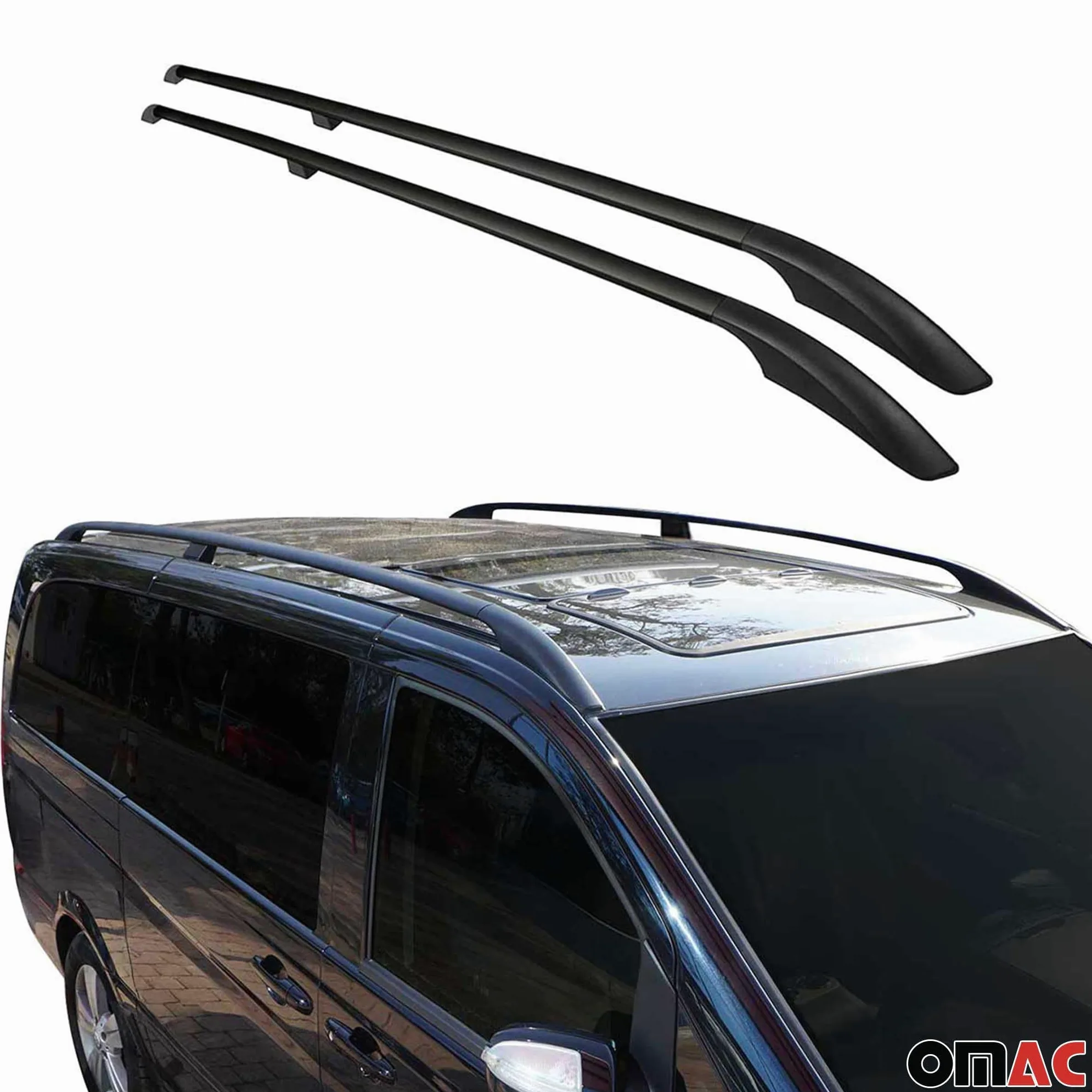 OMAC Barras de Techo Dachgepäckträger Compatible con VW Caddy 2010-2020 L1 Kurz ALU Negro