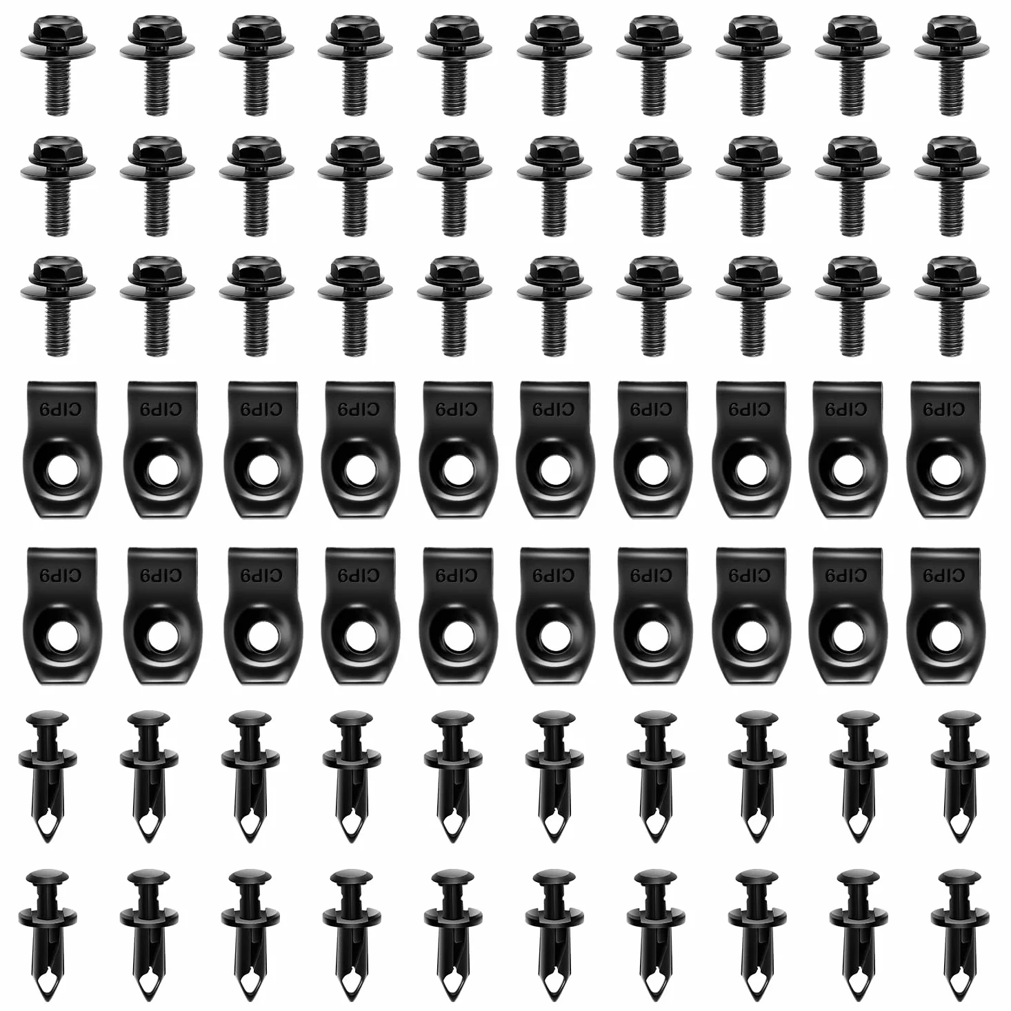 GOOACC 70 piezas de protección contra salpicaduras del motor, pernos de carrocería, forro de defensa, retenedor de empuje, clips de remache, nailon
