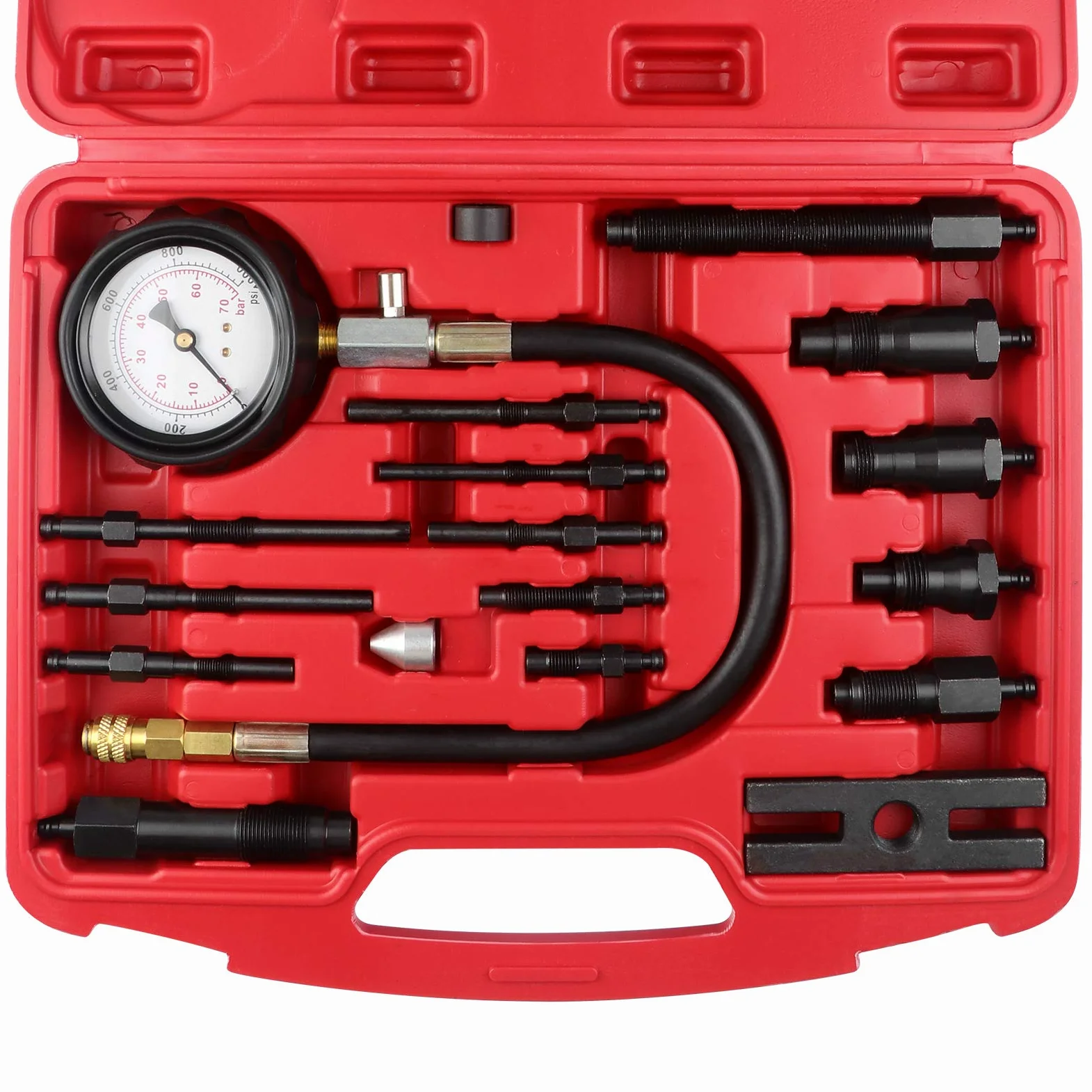 Kit de manómetro de prueba de diagnóstico para comprobador de compresión de motor TDI CDI, medidor de presión de cilindro de motor de 0 a 1000 PSI, para motores diésel de automóviles y tractores.