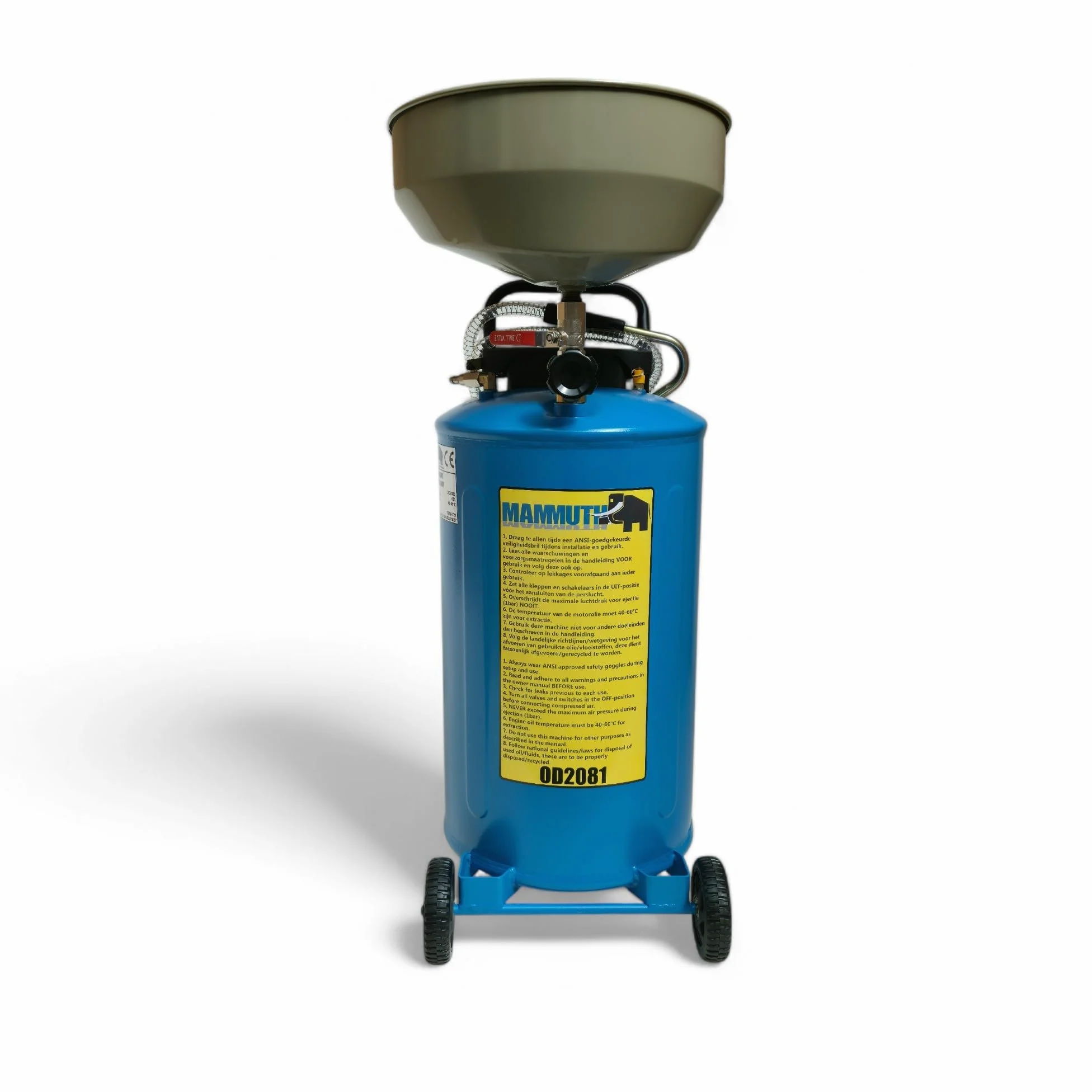 DeTec. Depósito colector de 65 l con embudo de altura ajustable para recoger aceite usado, carro de recogida de aceite enrollable, dispositivo de drenaje de aceite para coche, neumático, altura máxima