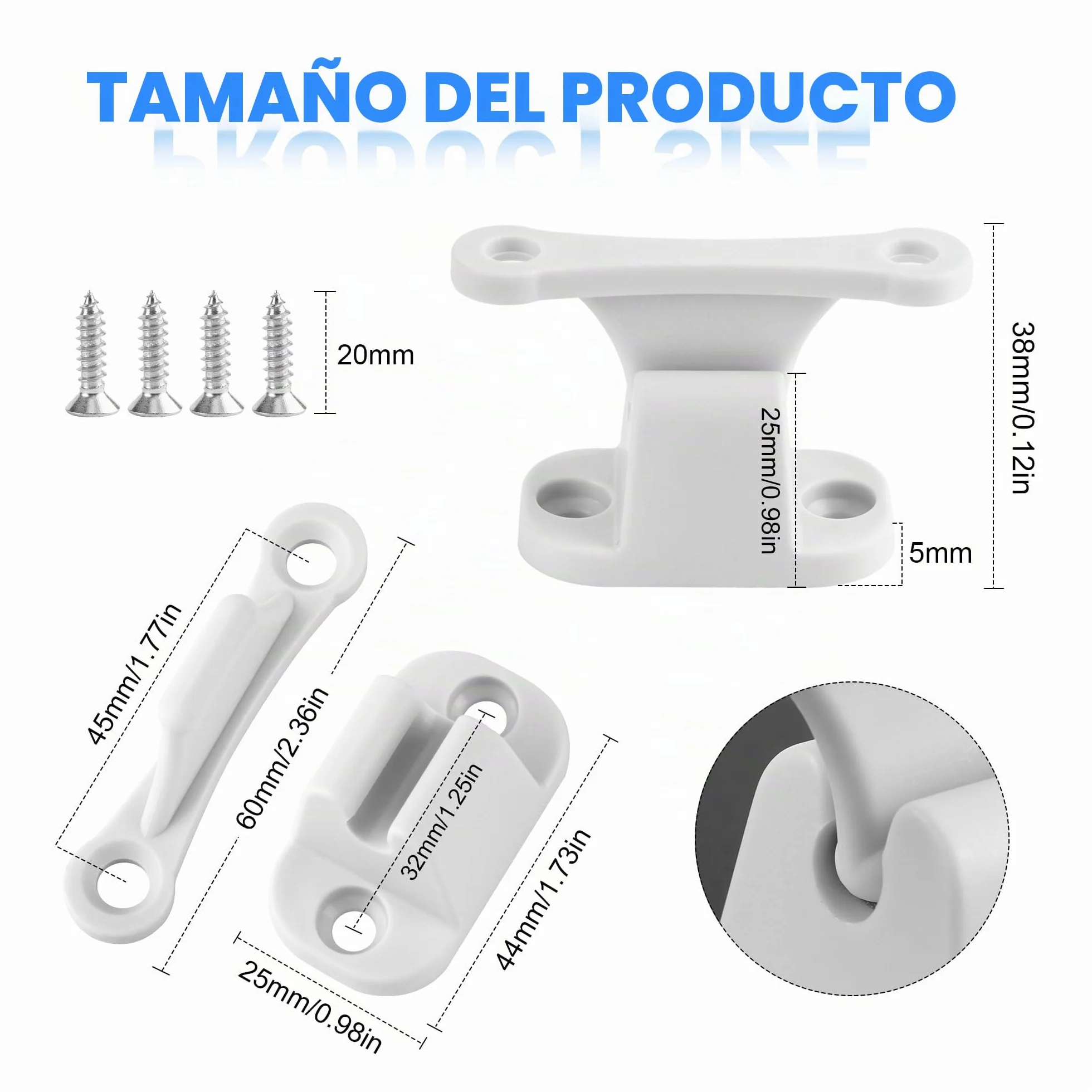 3 Pares Cierre de Puerta para Caravana Blanca,Retenedor de Puerta Autocaravana Retenedor Puerta Caravana de Plástico para Caravanas Autocaravanas con Tornillo