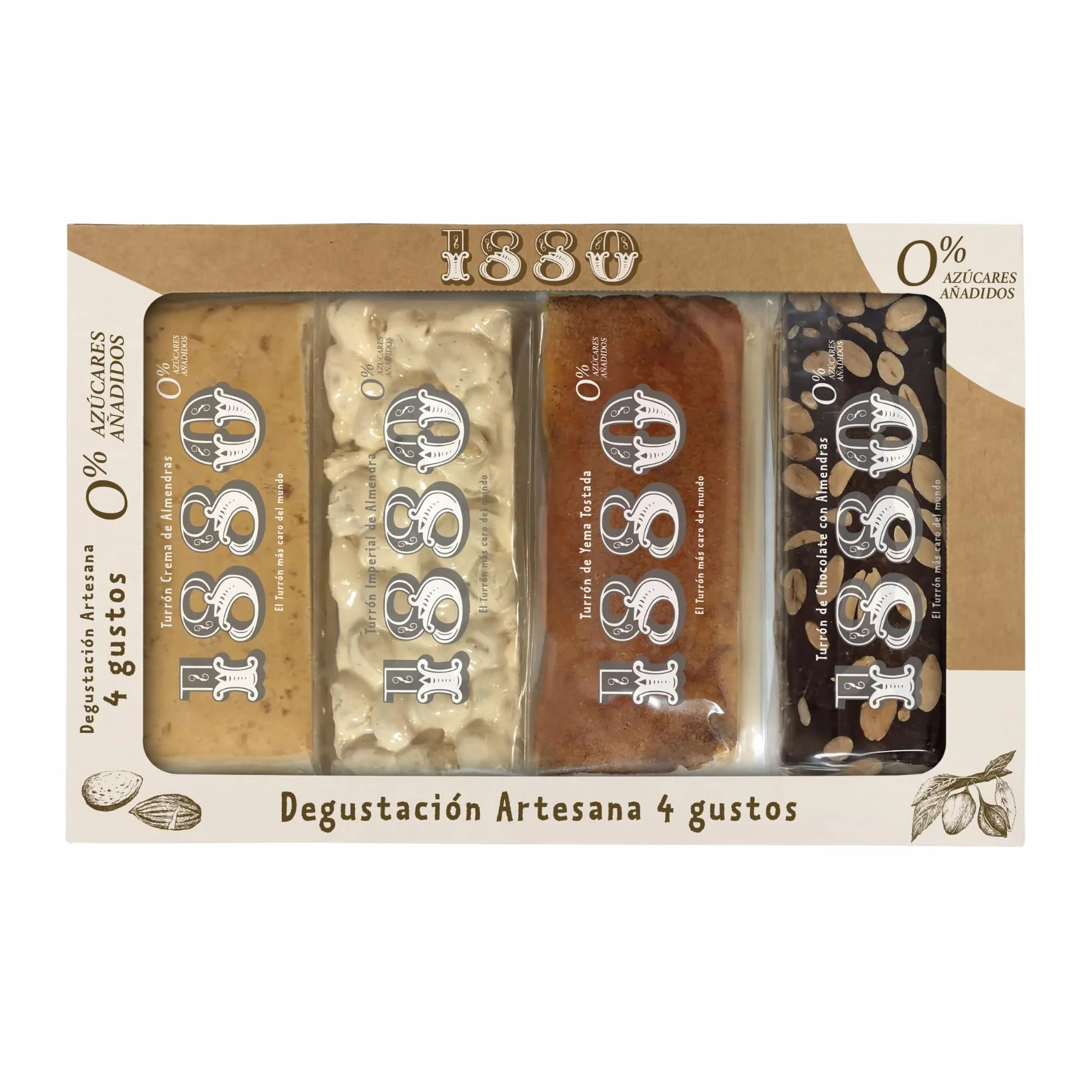 Turrones Artesana 4 Gustos 0% Azúcares Añadidos 300g Pack