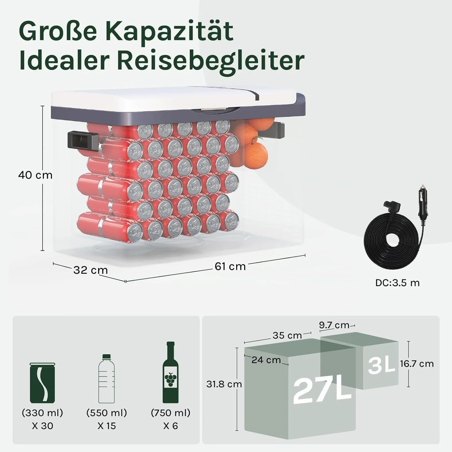 WOLTU Nevera Eléctrica para Coche 30L, Refrigerador Portátil Modo Eco, Congelador de Compresor DC 12/24 V, Mini Nevera Portátil para Camping, Viaje, Coche, Barco
