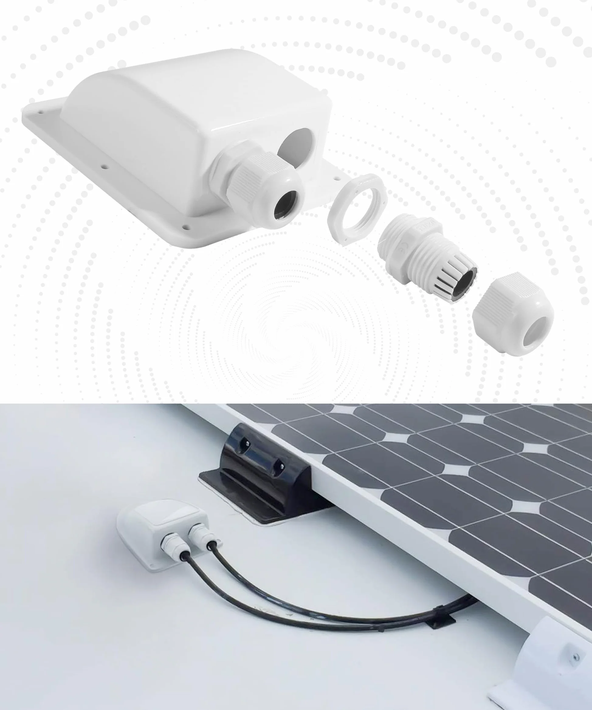 Flaconi Caja de Acceso a Cables Solares para Vehículos Recreativos,Prensaestopas Doble Entrada de Cables,Pasacables de Techo Pasacables de Entrada de Cable Doble,para Autocaravanas,Caravanas (Blanco)
