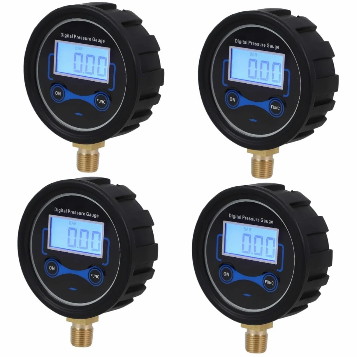 Zerodeko 4 Piezas Manómetro de pantalla digital herramienta manómetro de presión de neumáticos medidor de presion de neumaticos probador de presión de neumáticos de coche el plastico Negro