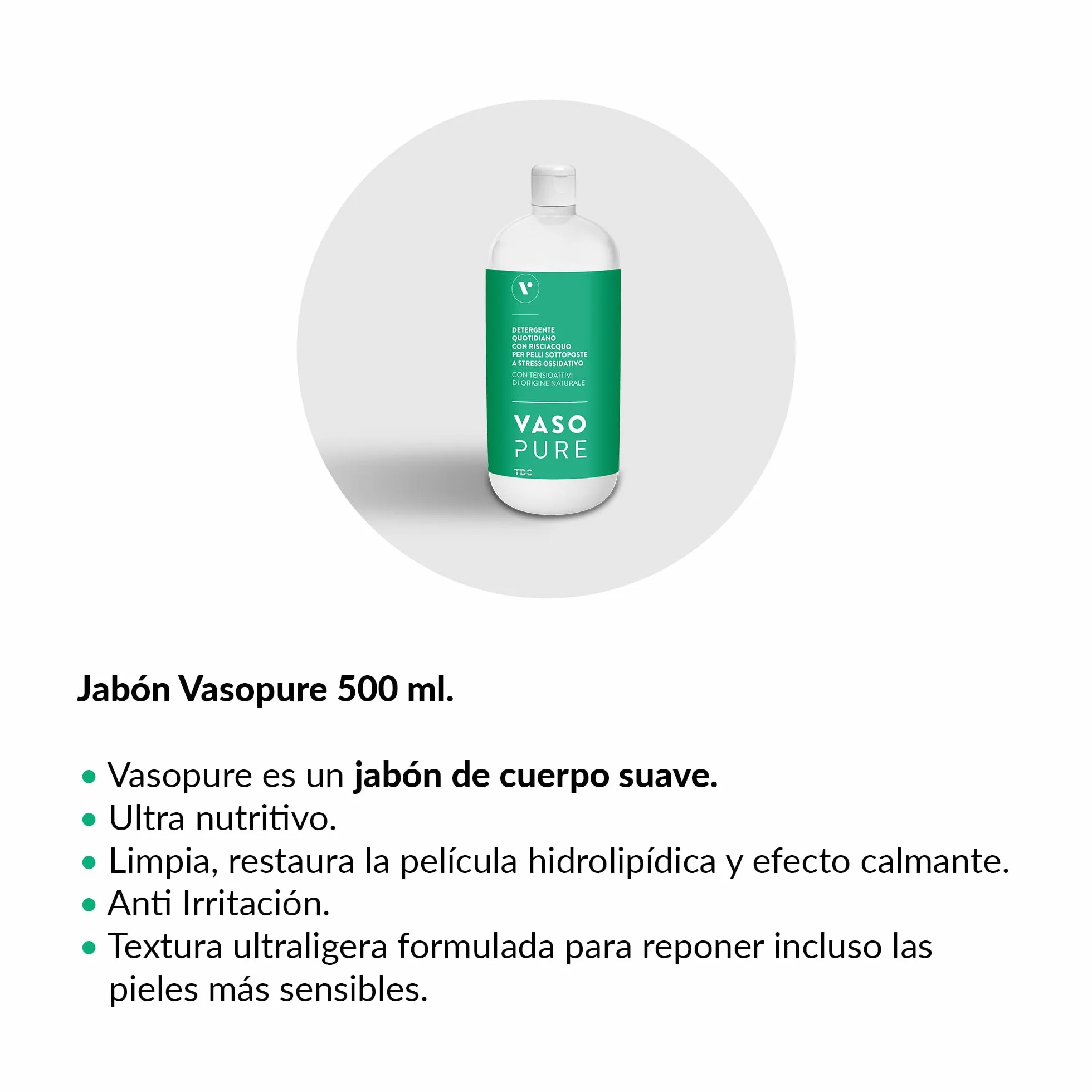 VASOPURE JABÓN DUCHA 500 ml CUIDADO AVANZADO PIEL LINFEDEMA LIPEDEMA