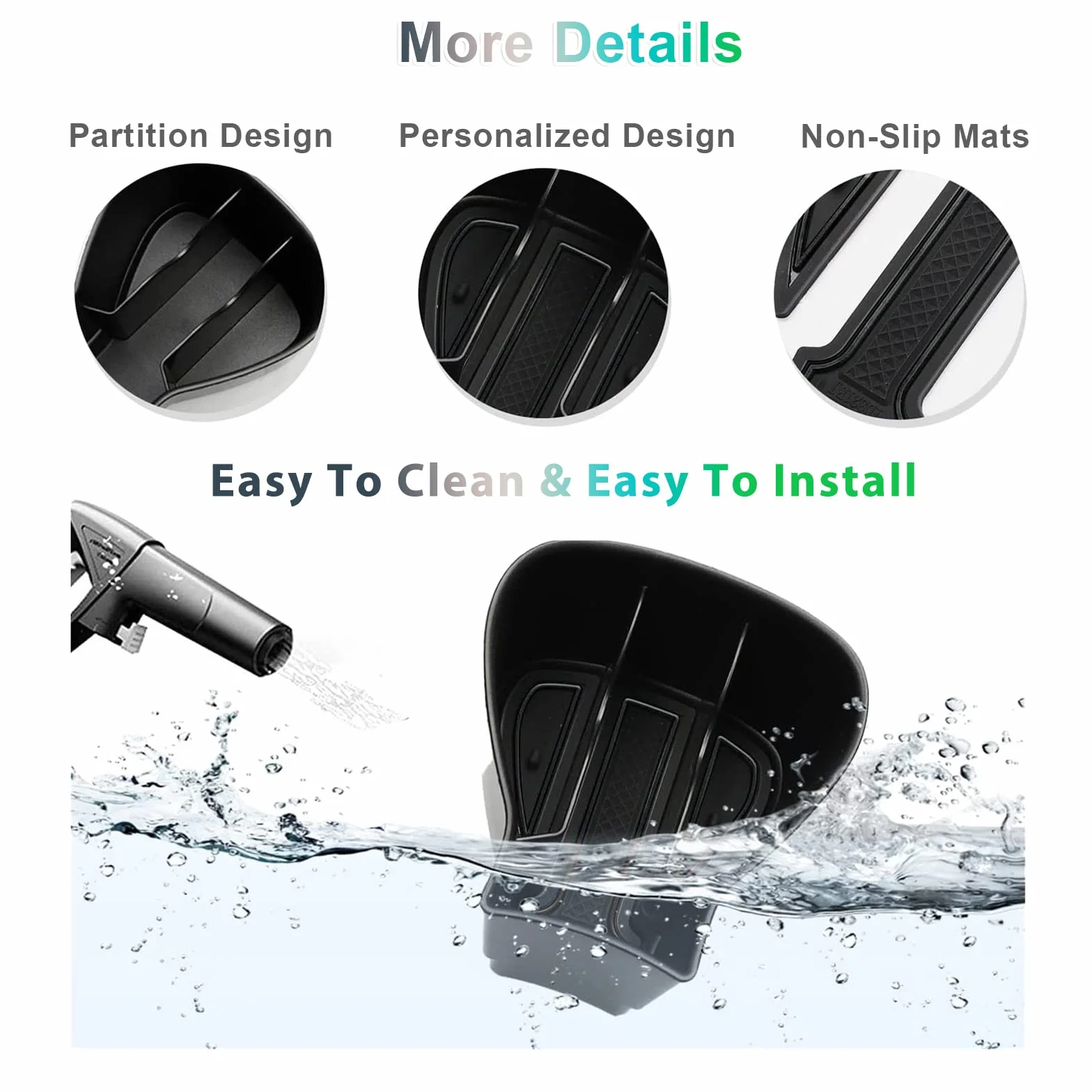 GAFAT 2020-2022 2023 V W ID3/ Cuprα Born Caja de Almacenamiento para Consola Central, ID.3 Organizador para la Guantera, Reposabrazos para Vasos de Agua, Compatible con VW ID3 Accesorios (Negro)